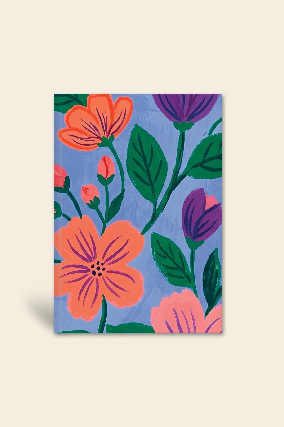 Bloom Garden Ciltli Defter Çizgili Mavi 13x18 cm
