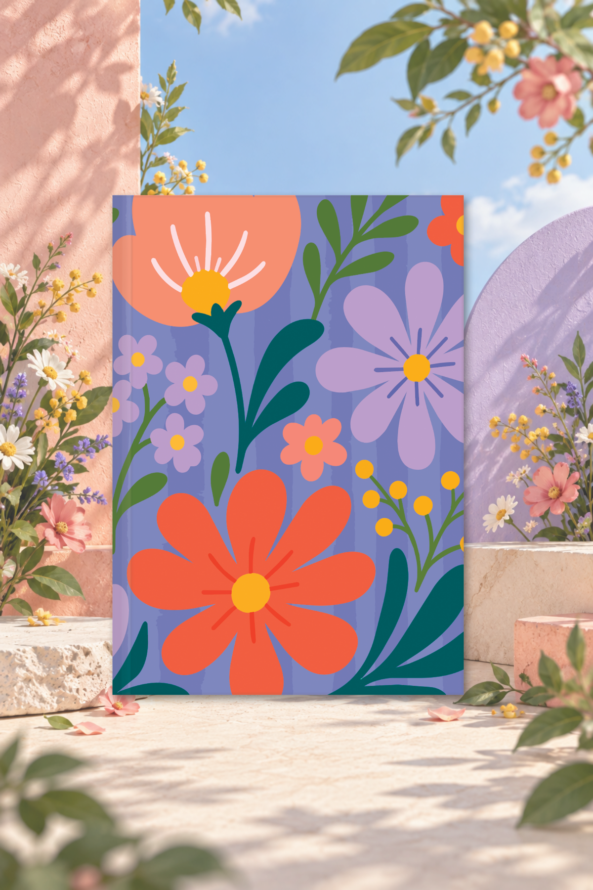Bloom Garden Ciltli Defter Çizgili Mor 13x18 cm