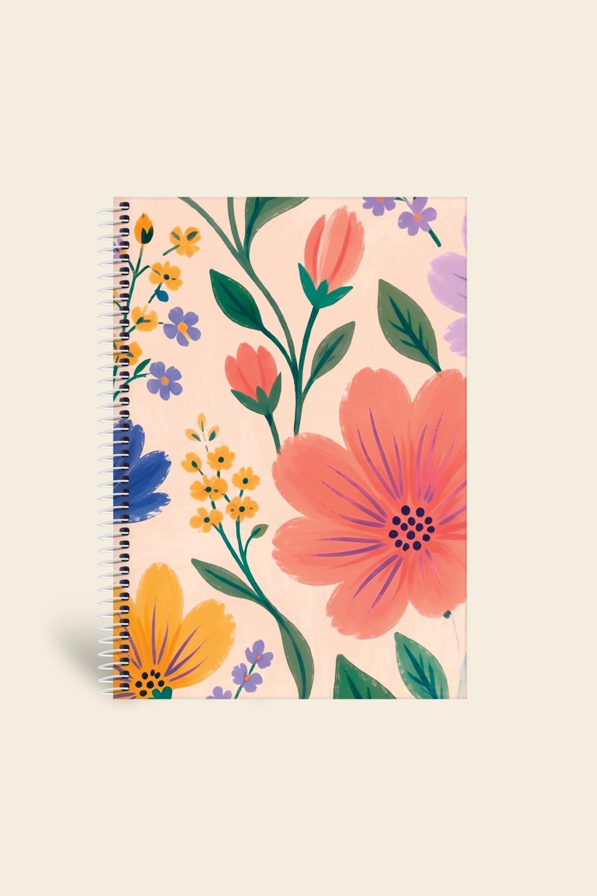 Bloom Garden Spiralli Defter Çizgili Bej 13x18 cm