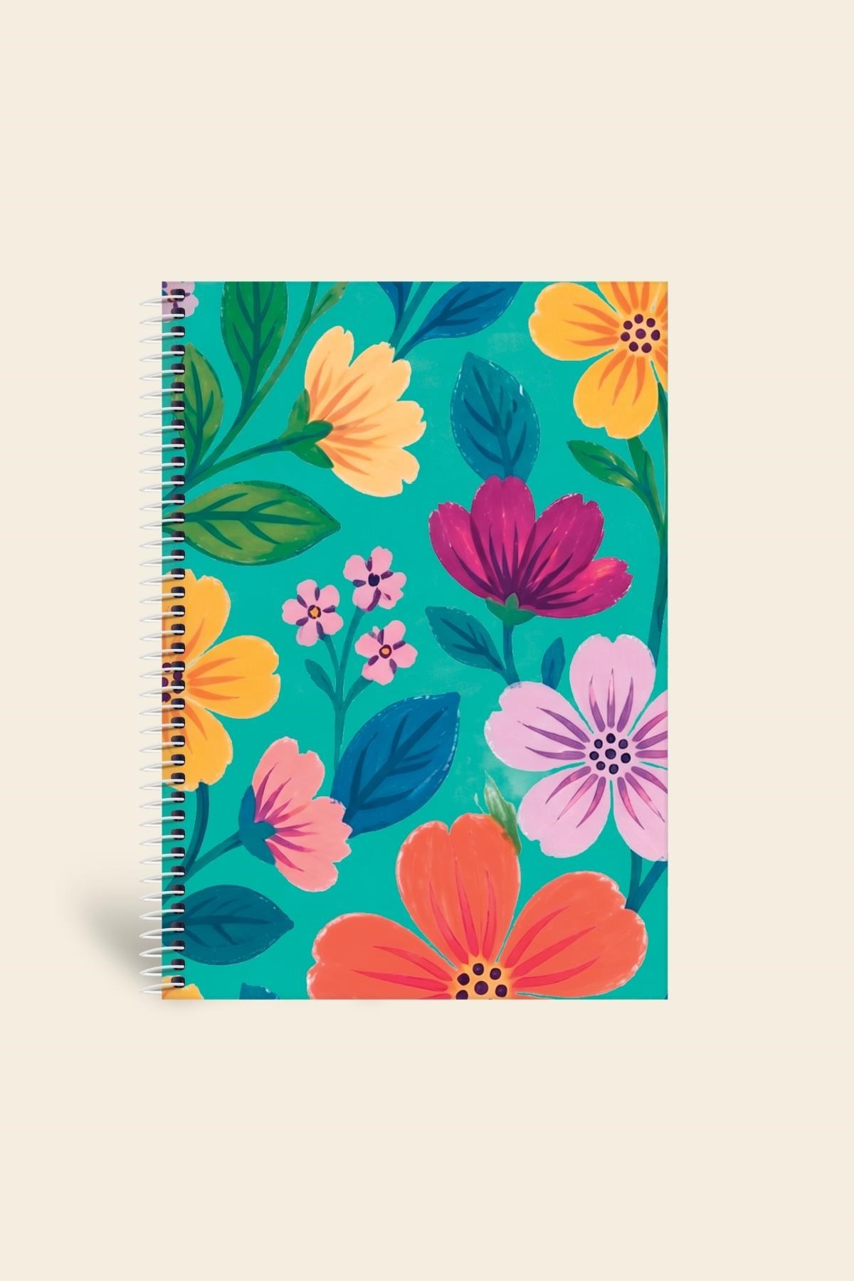Bloom Garden Spiralli Defter Çizgili Mavi 13x18 cm