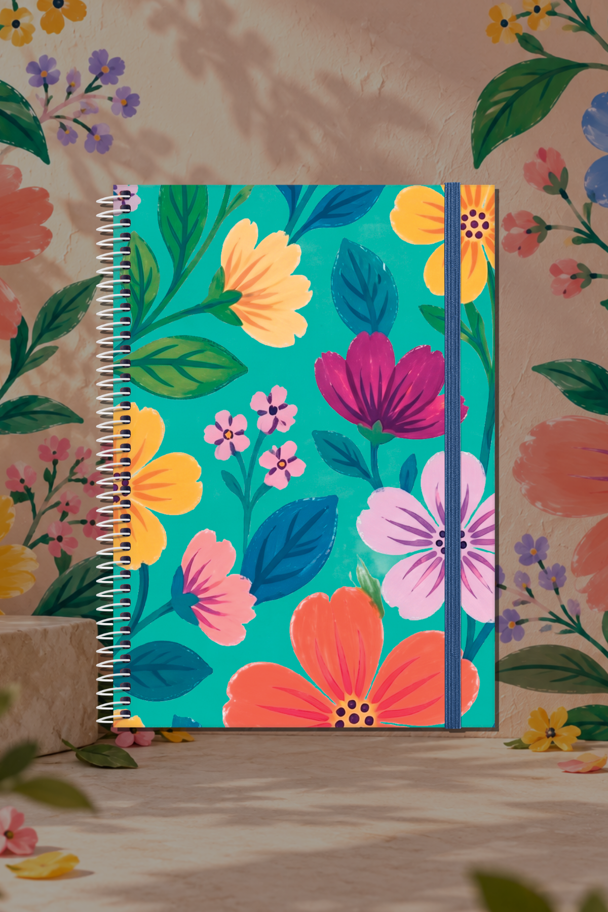 Bloom Garden Spiralli Defter Çizgili Mavi 13x18 cm