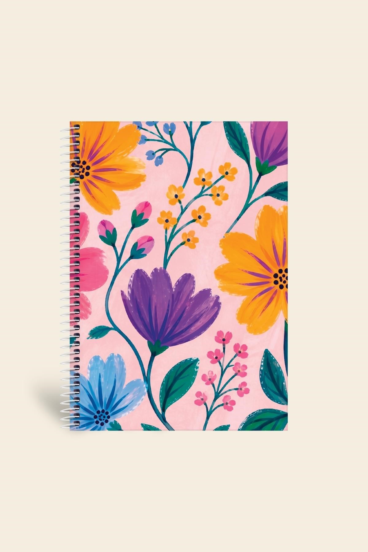 Bloom Garden Spiralli Defter Çizgili Pembe 13x18cm