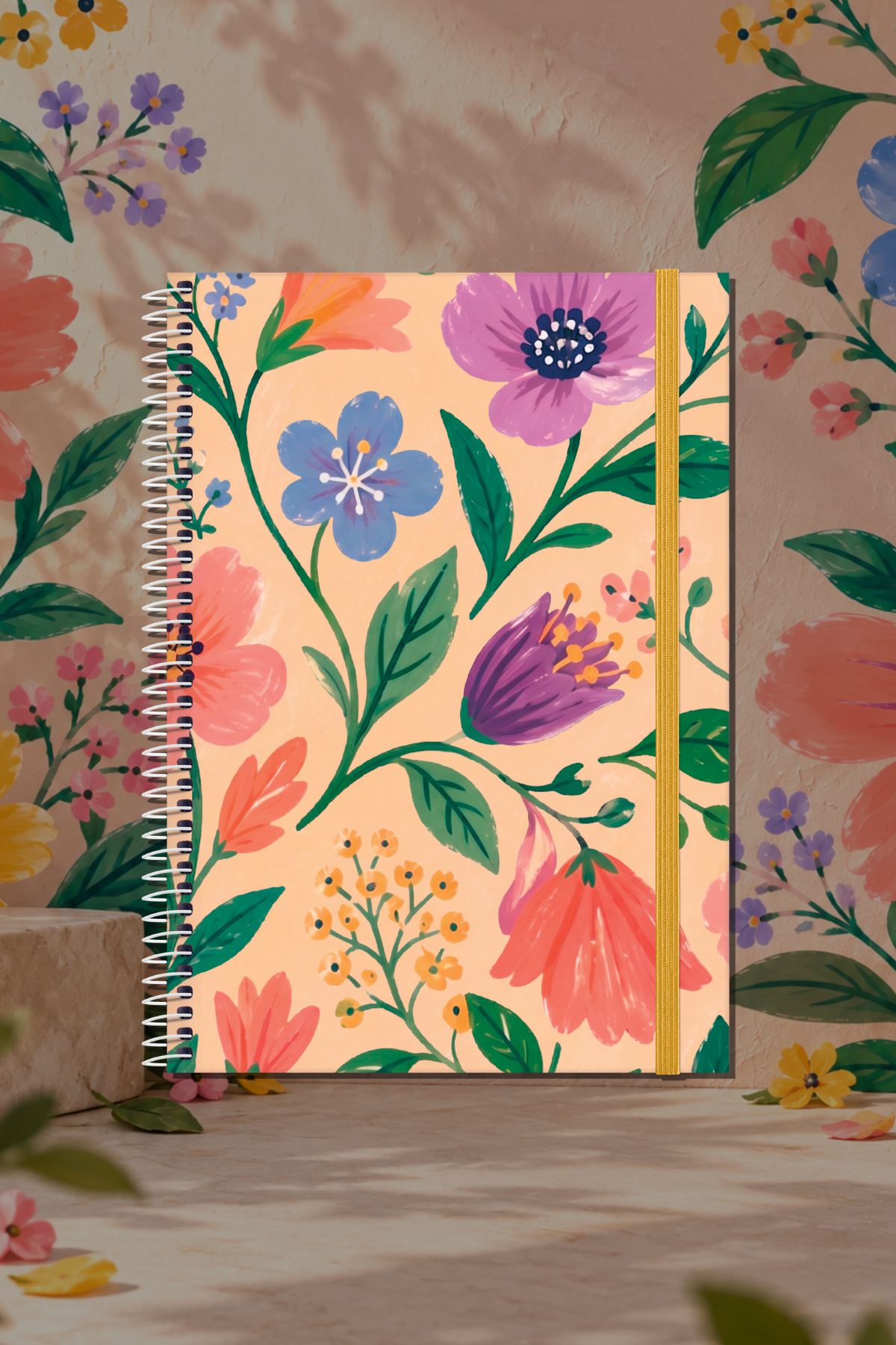 Bloom Garden Spiralli Defter Çizgili Somon 13x18cm