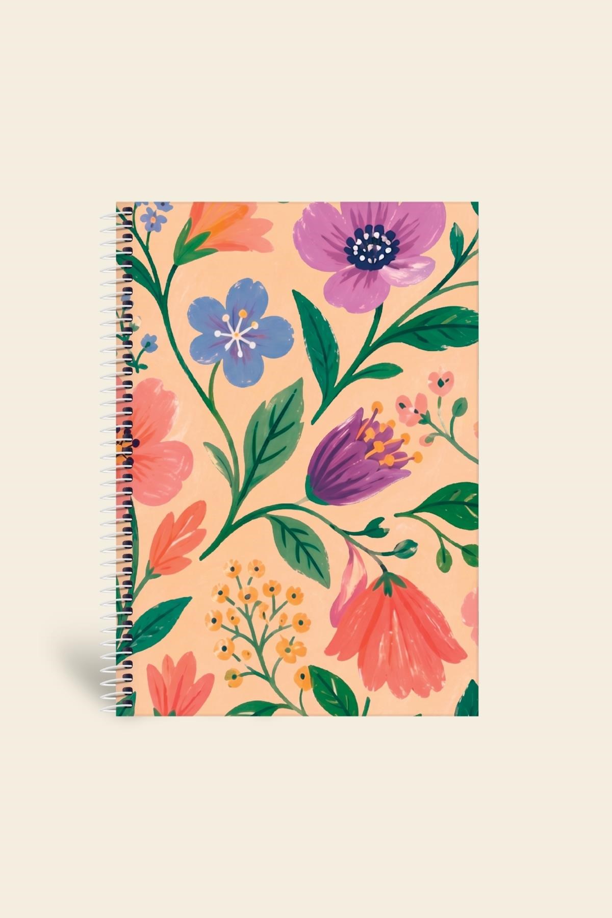 Bloom Garden Spiralli Defter Çizgili Somon 13x18cm