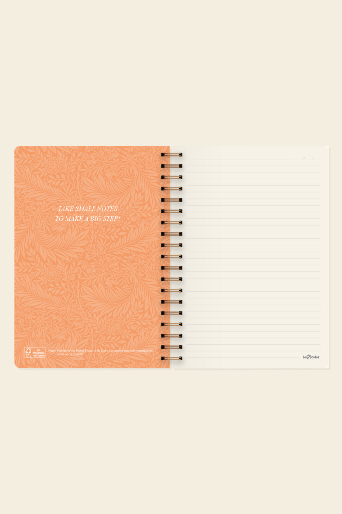 Botanical Spiralli Defter Çizgili Turuncu 17x24 cm
