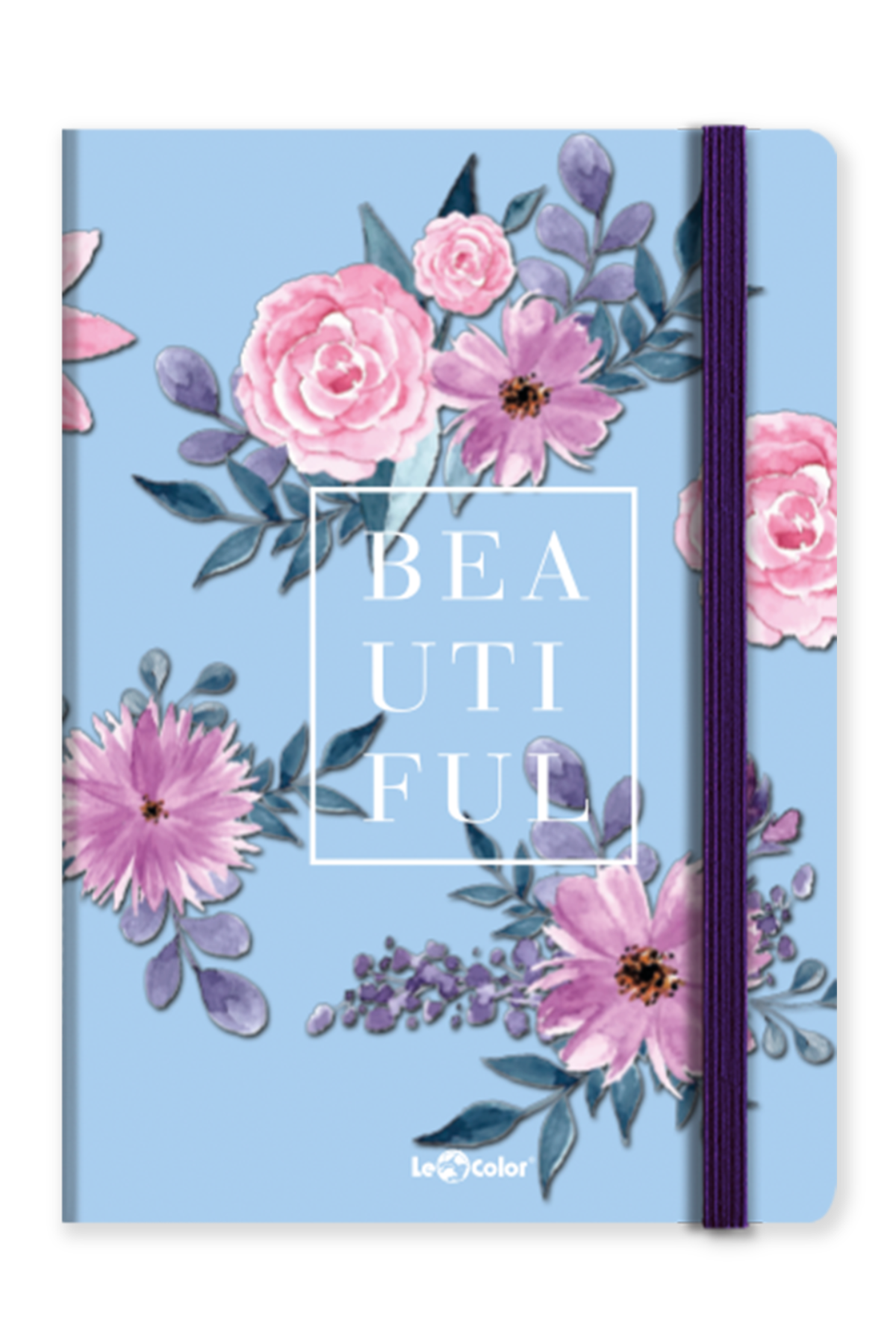 Sert Kapak Çiçekli Defter Kareli Mavi 17x24 cm | LeColorÇiçekli Defter Kareli Mavi 17x24 cm