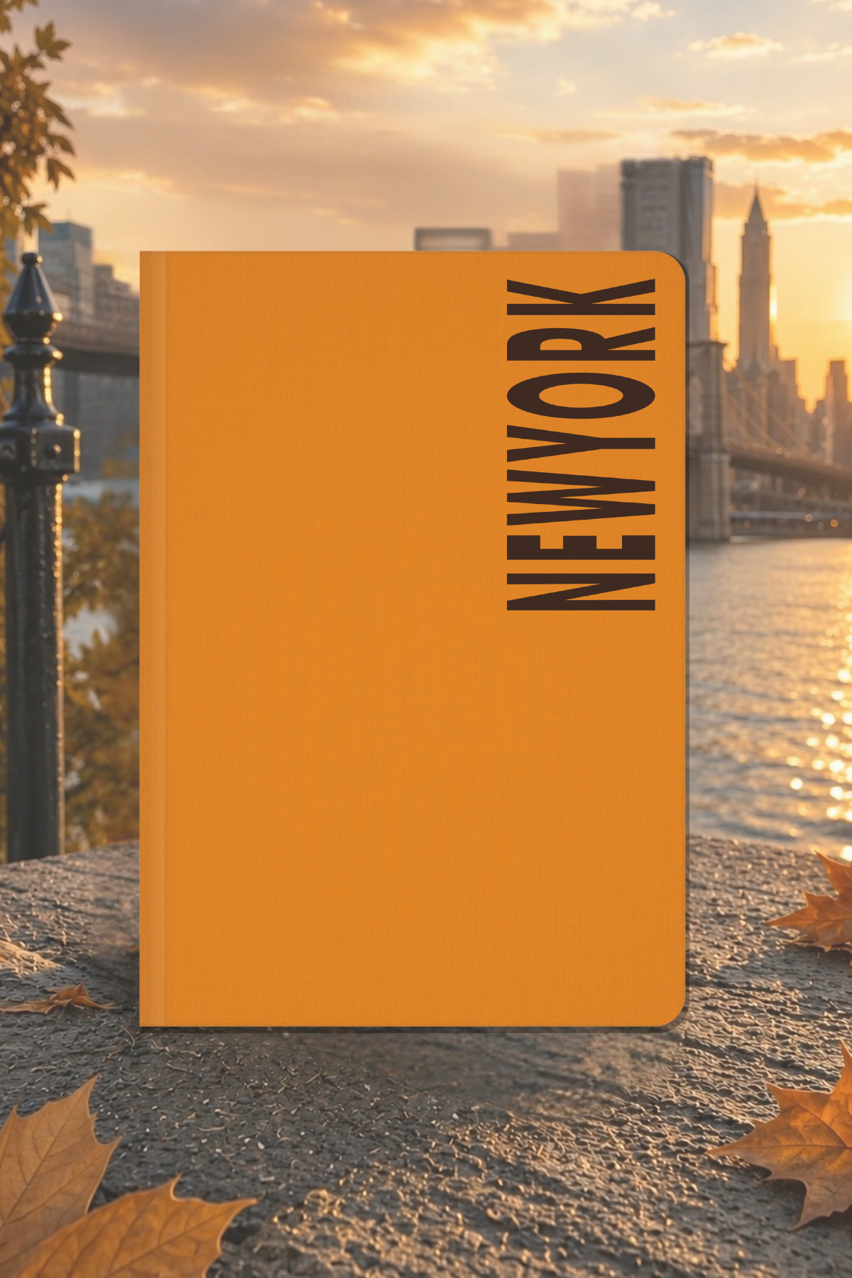 City Colleciton Ciltli Keten Defter Çizgili Newyork 15x21 cm