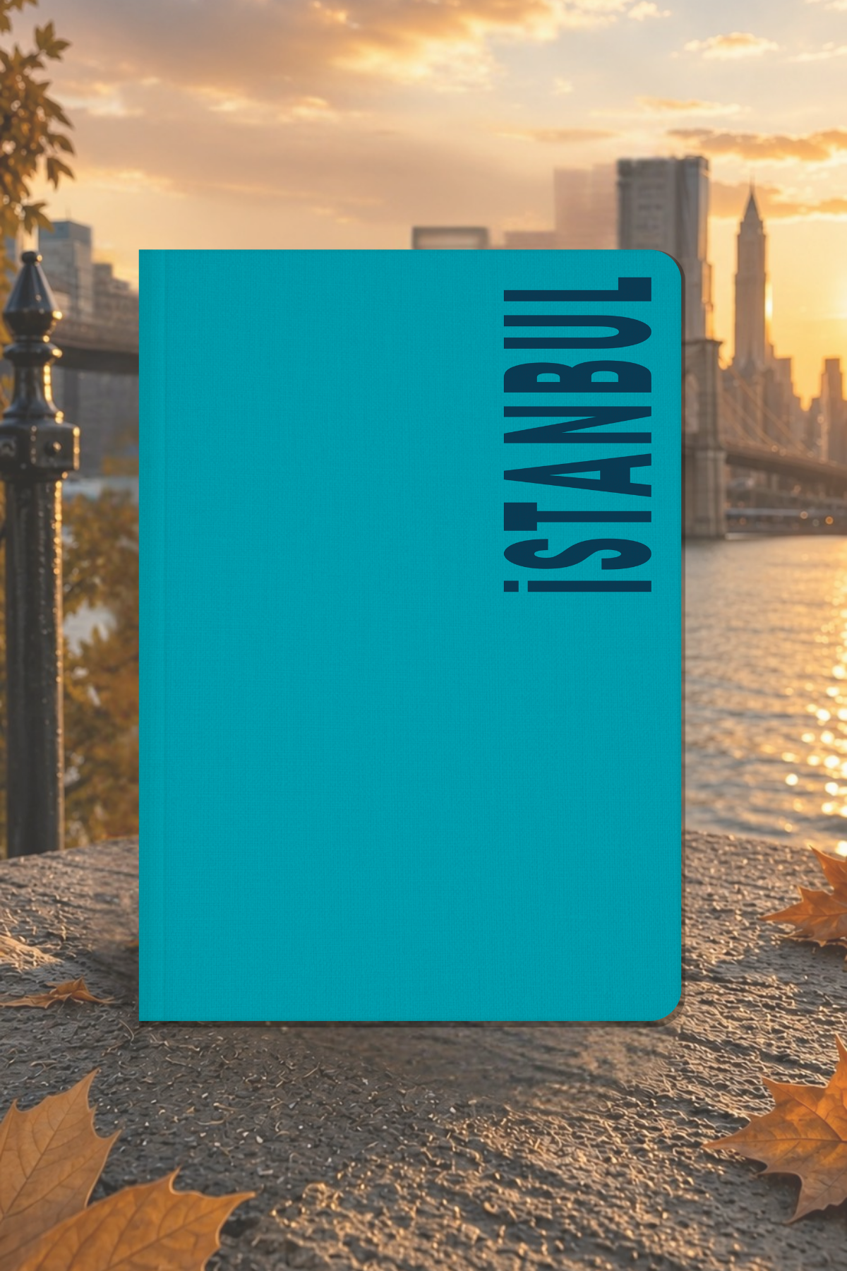 City Colleciton Ciltli Keten Defter Çizgili İstanbul 15x21 cm