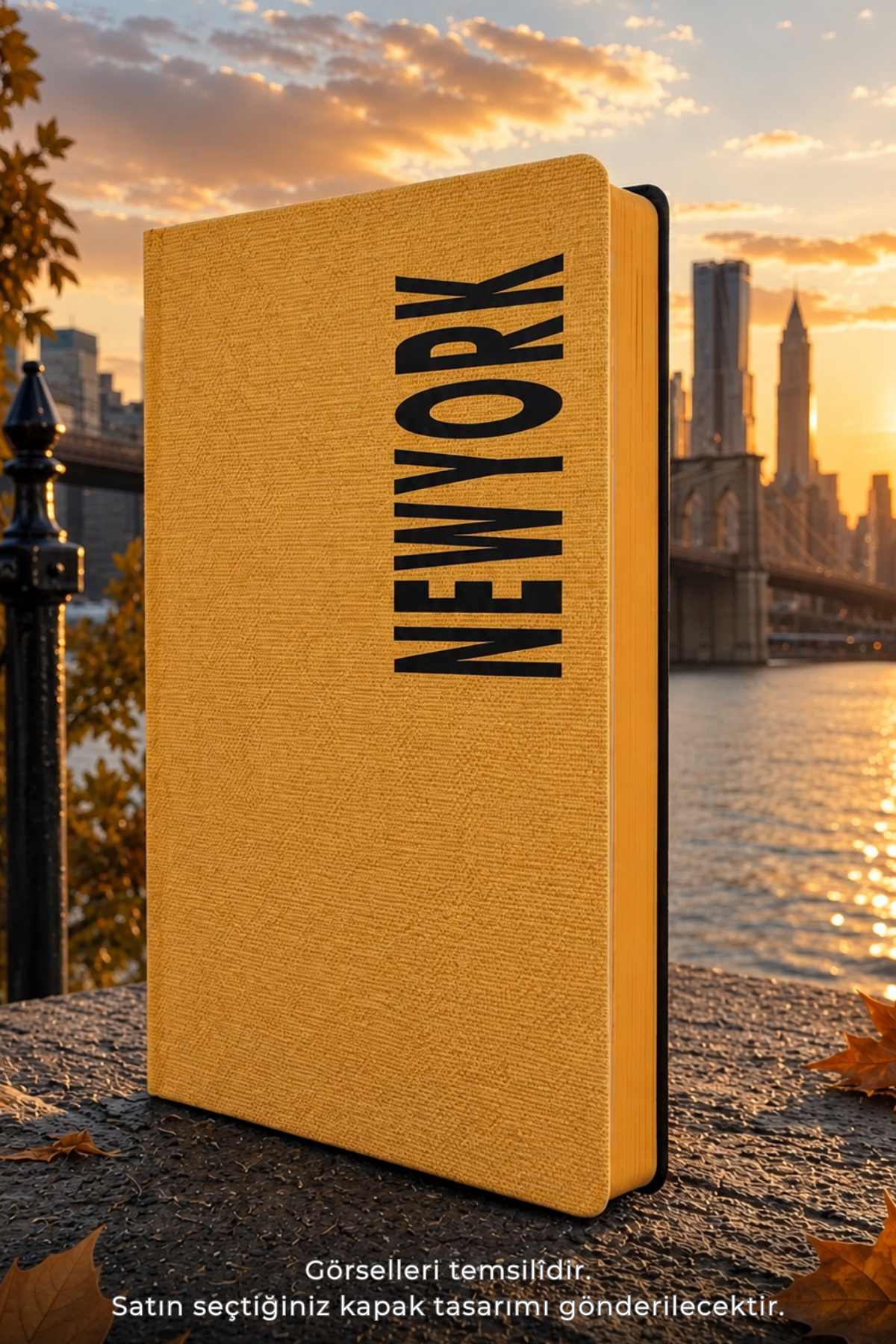 City Collection Ciltli Keten Defter Çizgili London 15x21