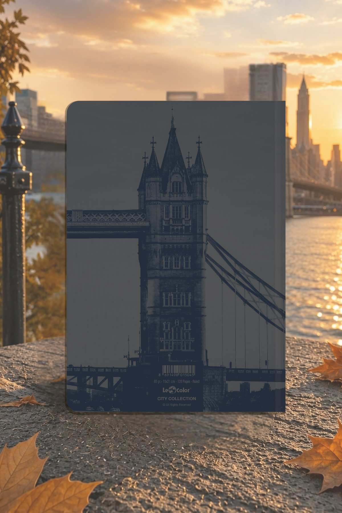 City Collection Ciltli Keten Defter Çizgili London 15x21