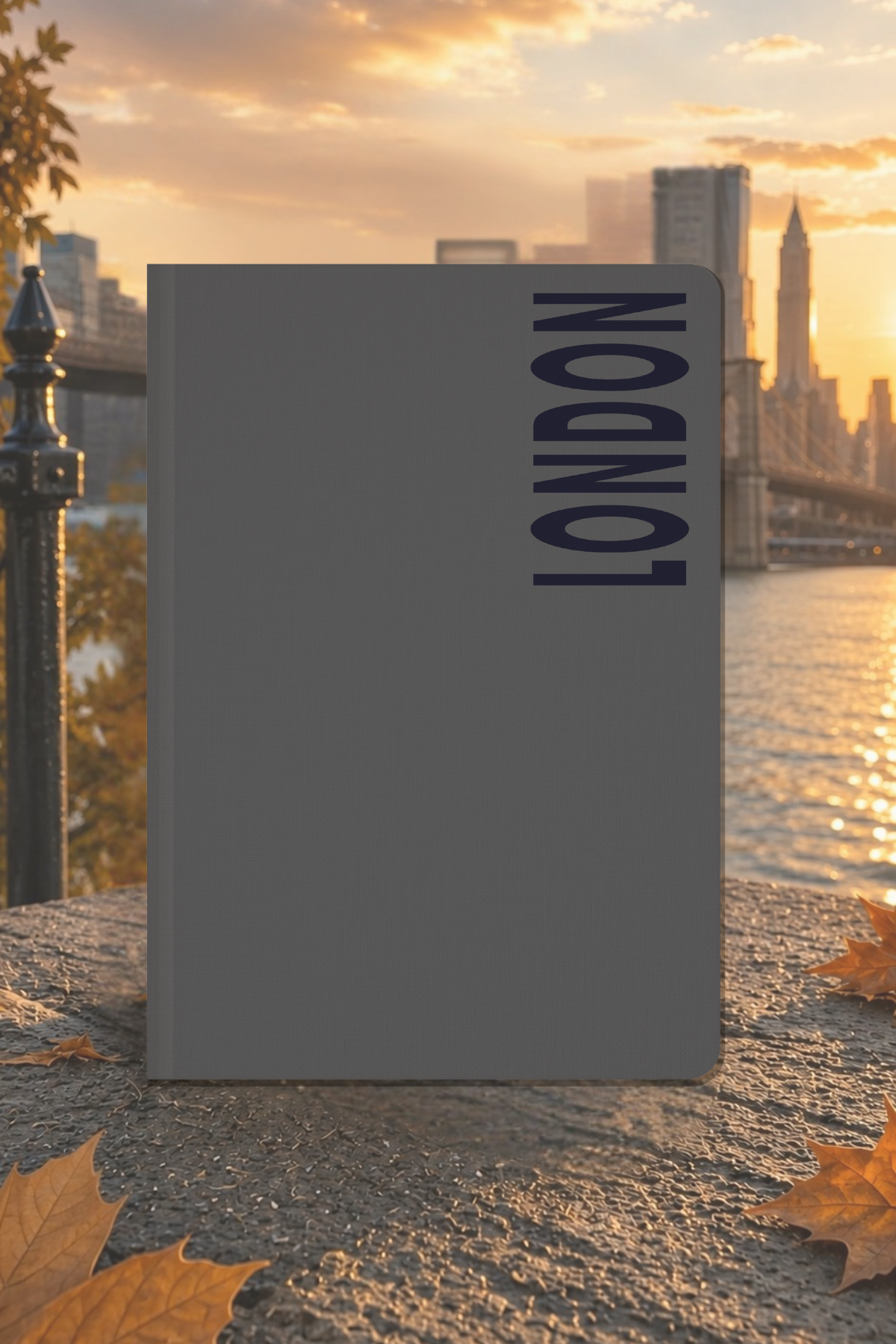 City Collection Ciltli Keten Defter Çizgili London 15x21