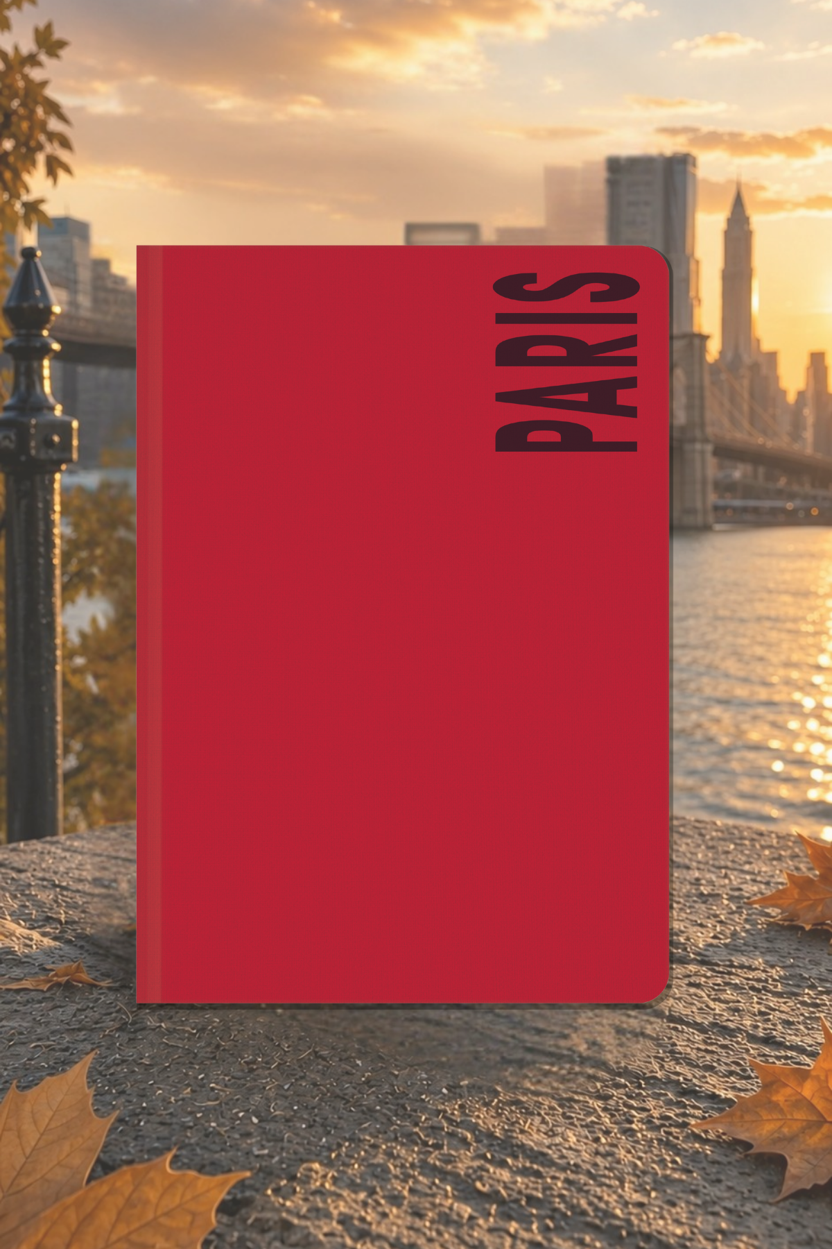 City Collection Ciltli Keten Defter Çizgili Paris 15x21 cm 