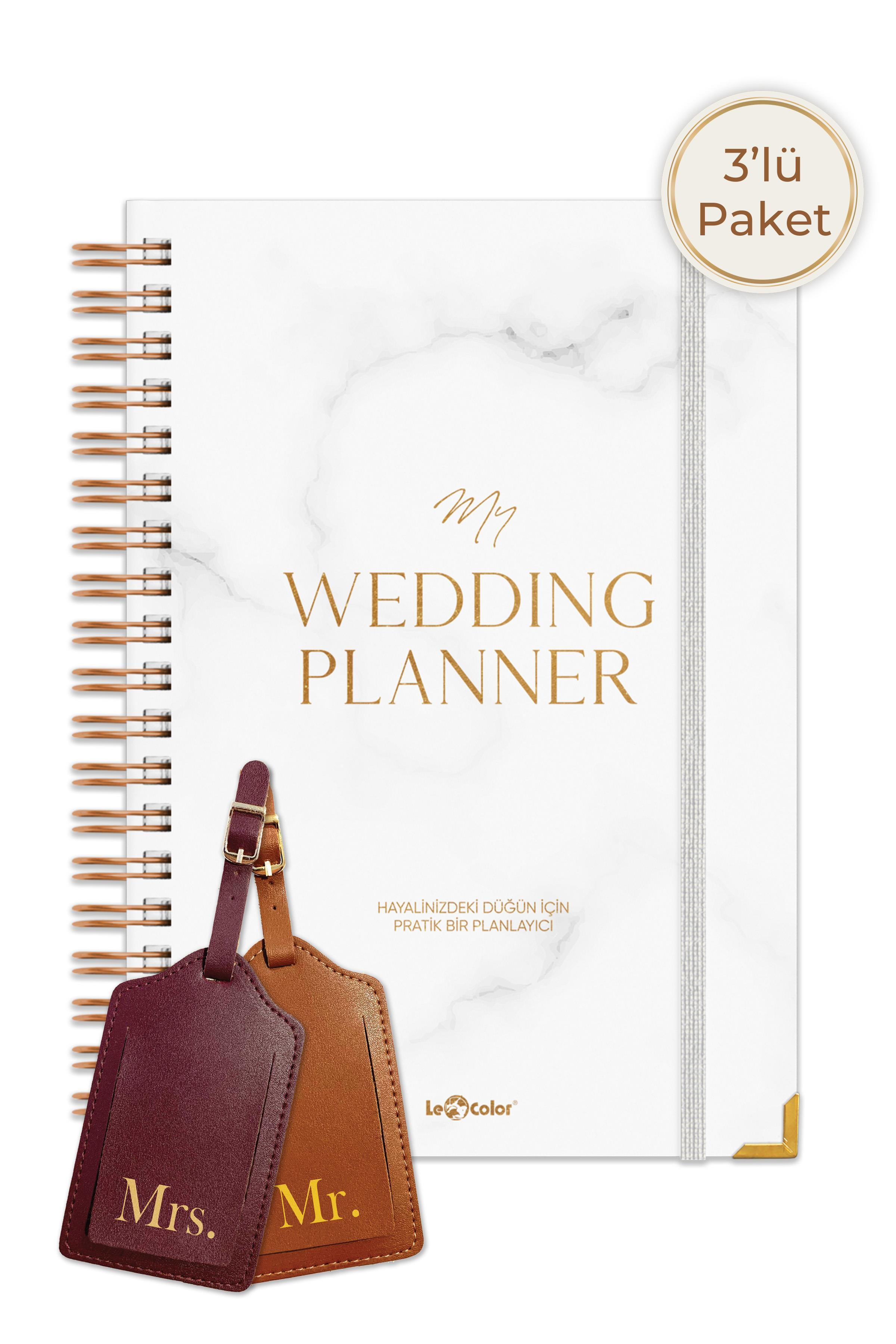 Düğün Planlayıcı Spiralli Wedding Planner & 2'li Valiz Etiketi