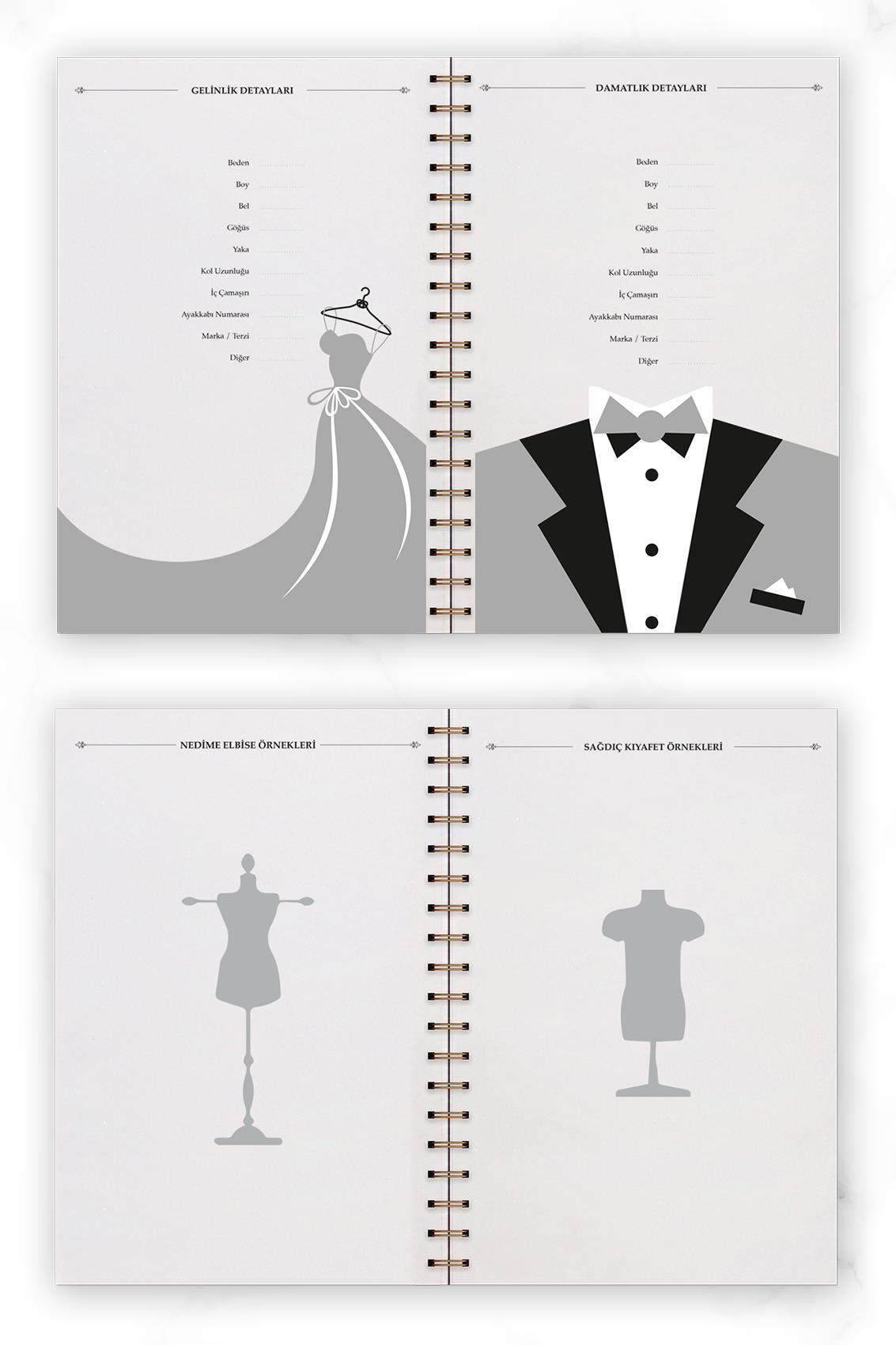 Düğün Planlayıcı Spiralli Wedding Planner & 2'li Valiz Etiketi