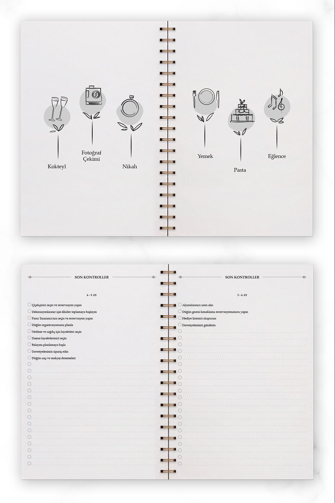 Düğün Planlayıcı Spiralli Wedding Planner & 2'li Valiz Etiketi
