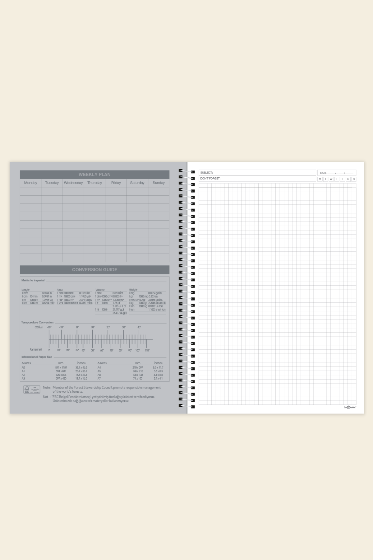 Fines Ofis Defter A4 Spiralli Çizgili Gri Defter | LeColorFines Ofis Defter A4 Spiralli Çizgili Turuncu