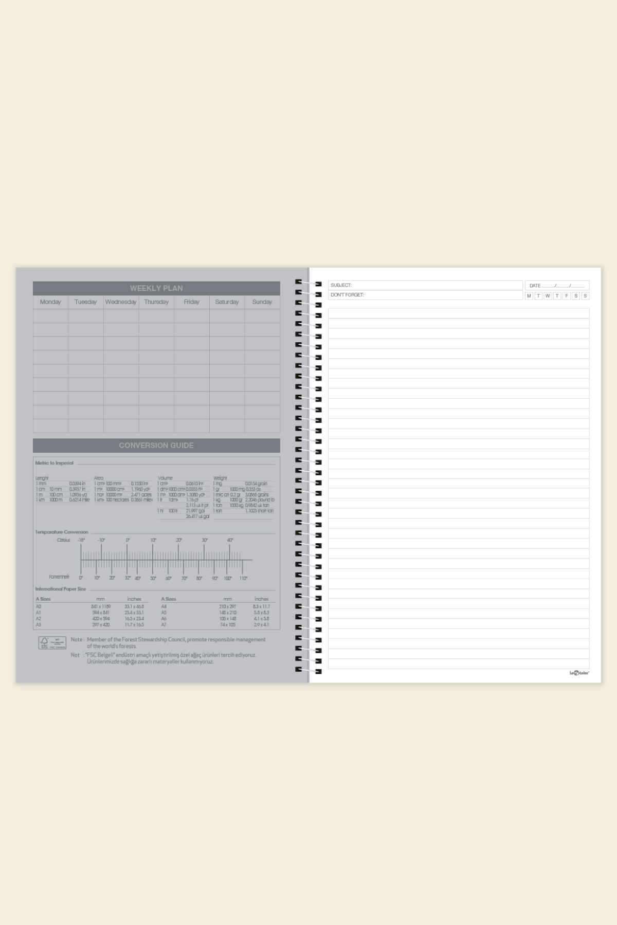 Fines Ofis Defteri, A4 Spiralli Çizgili Defter Kırmızı | LeColorFines Ofis Defter A4 Spiralli Çizgili Kırmızı
