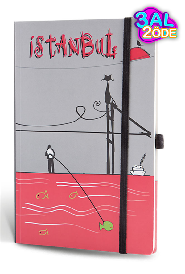 İstanbul Cep Defter Çizgili Lastikli Boğaz