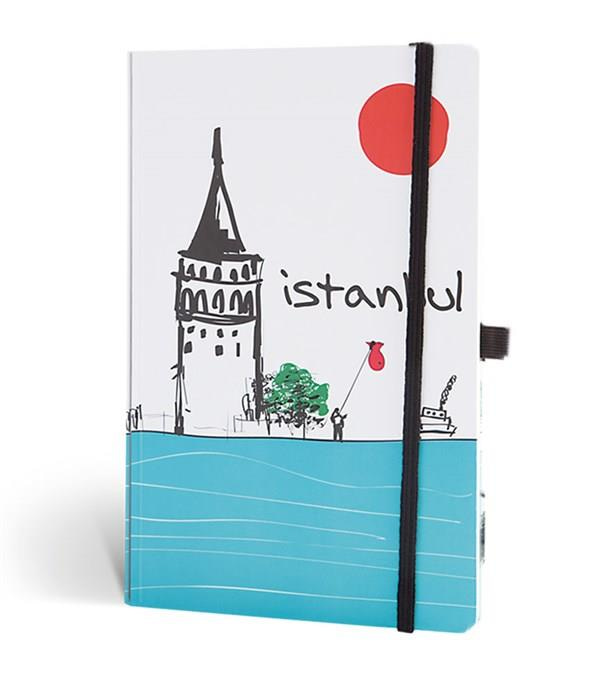İstanbul Defter Çizgili Lastikli Galata Beyazİstanbul Defter Çizgili Lastikli Galata Beyaz