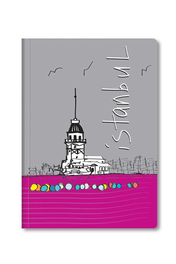 İstanbul Mini Defter Çizgili Lastikli Kızkulesi Ku