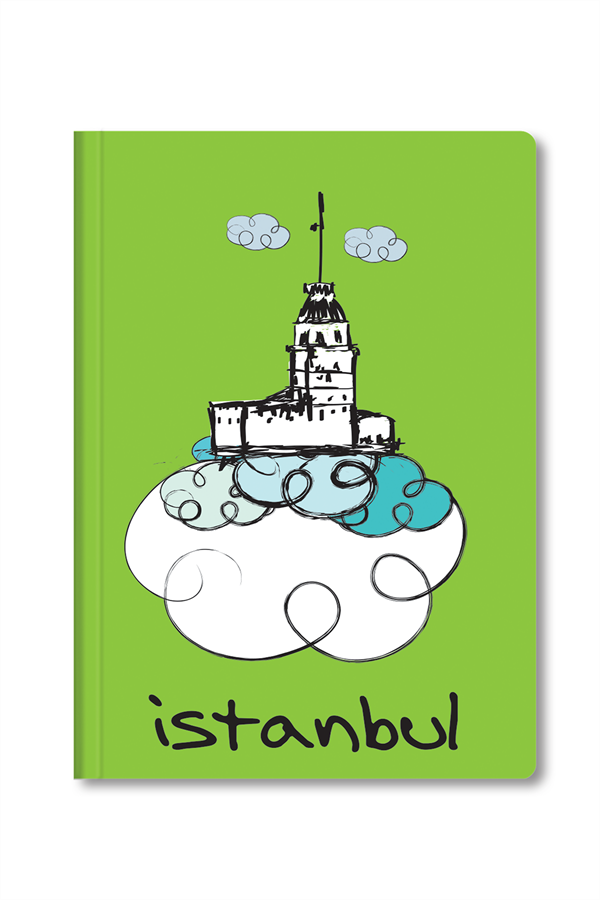 İstanbul Mini Defter Çizgili Lastikli Kızkulesi Ye
