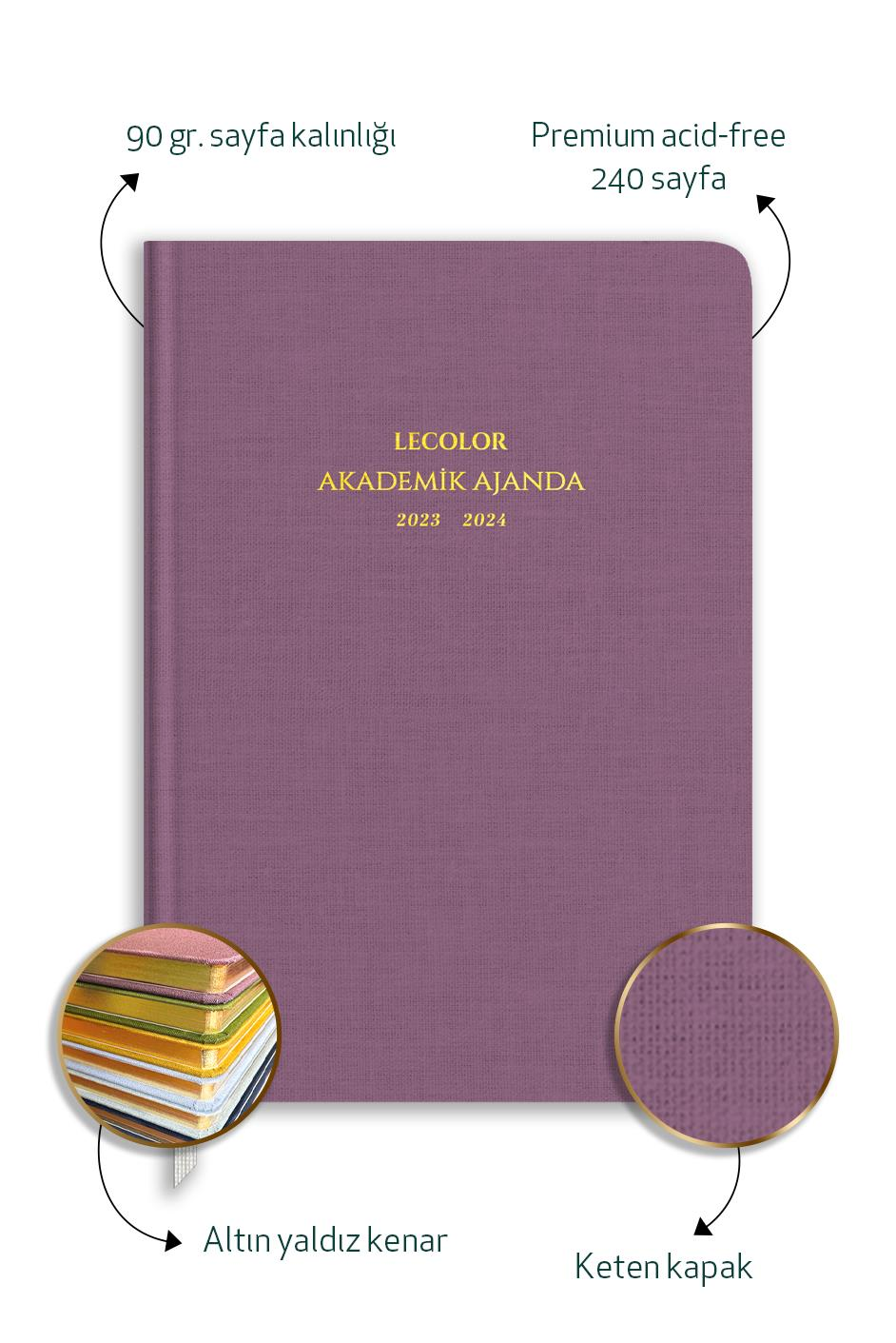 Keten Akademik Ajanda Limited Edition 17x24 Ciltli 23/24 17 Aylık Mor