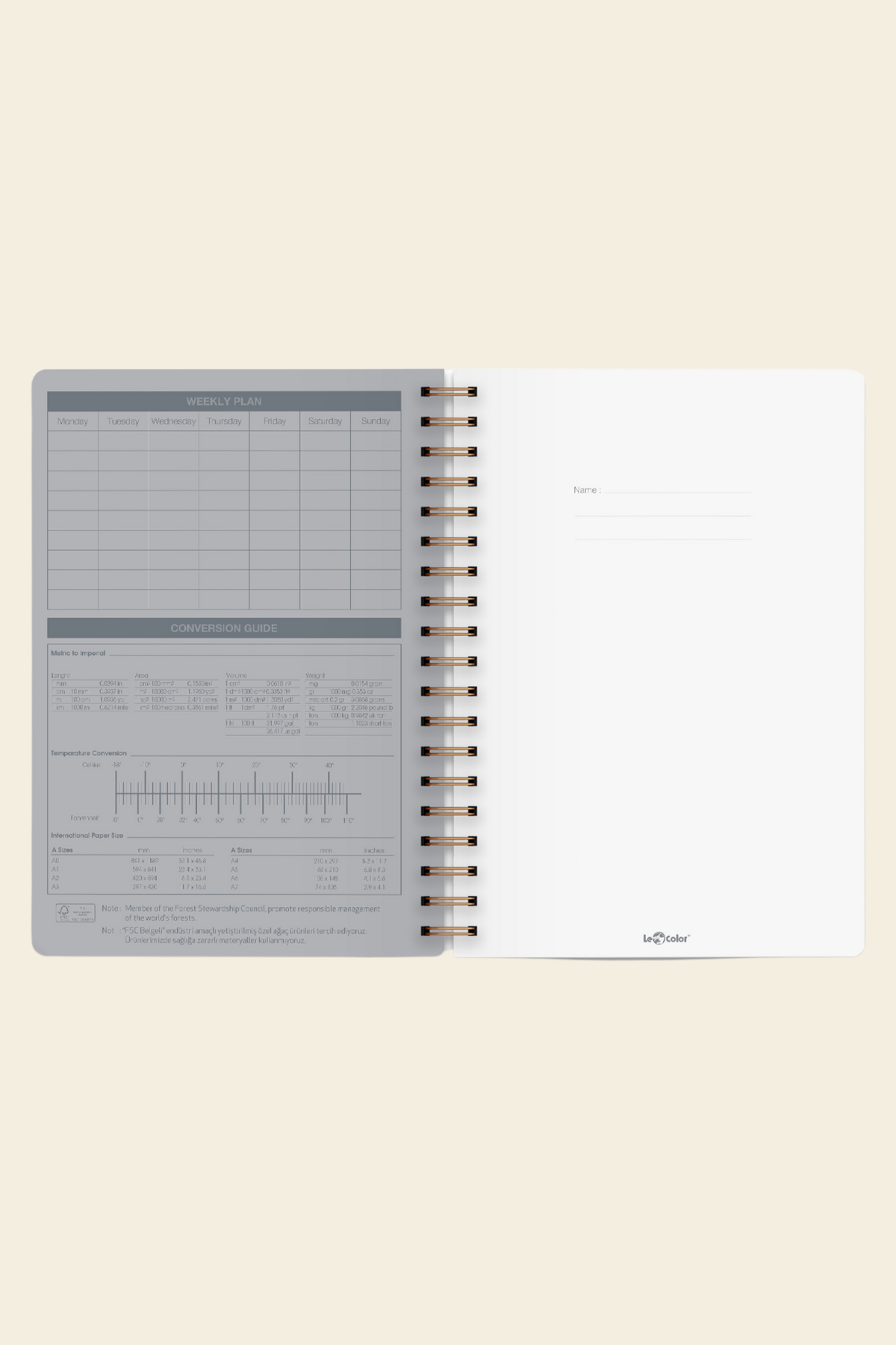 Kraft Ofis Defteri, Spiralli Kareli Kahve Defter | LeColorKraft Ofis Defter Spiralli Kareli Kahve