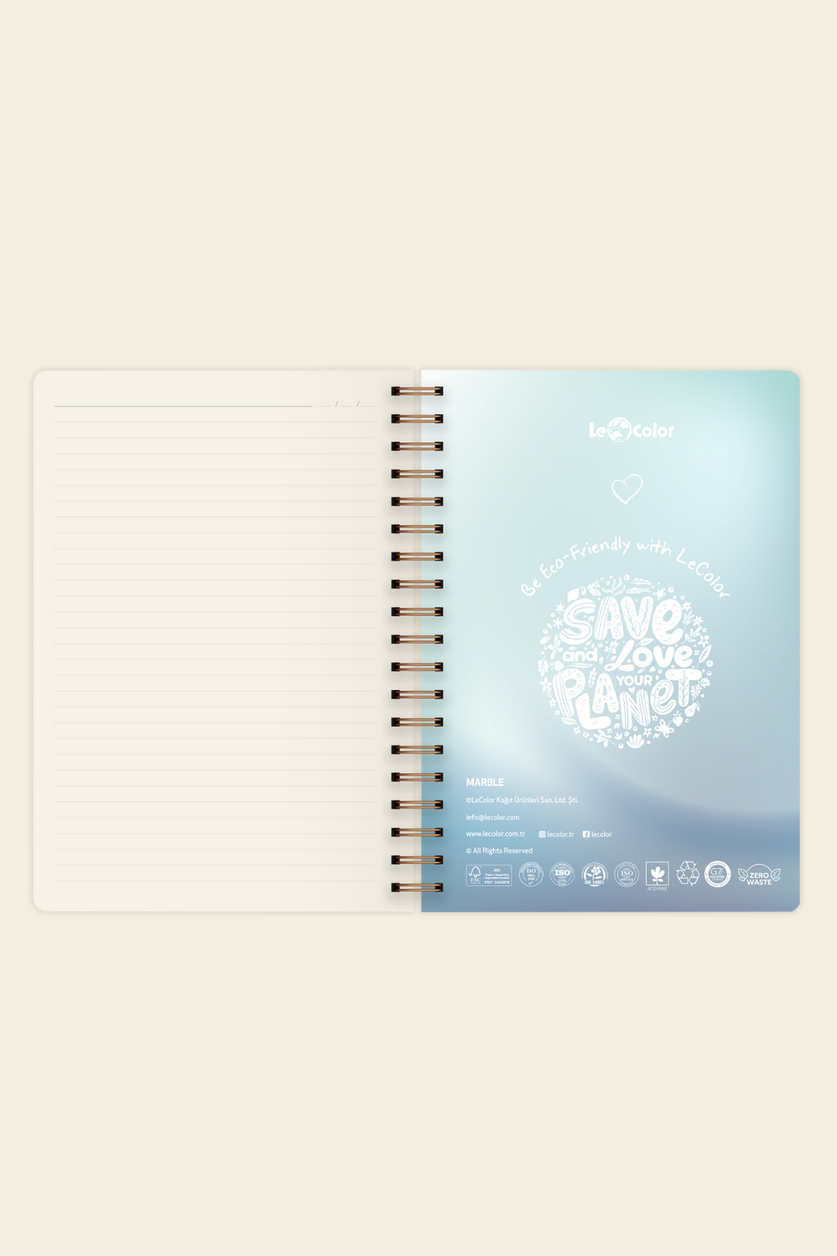 Marble Spiralli Defter Çizgili Dream 17x24 cm