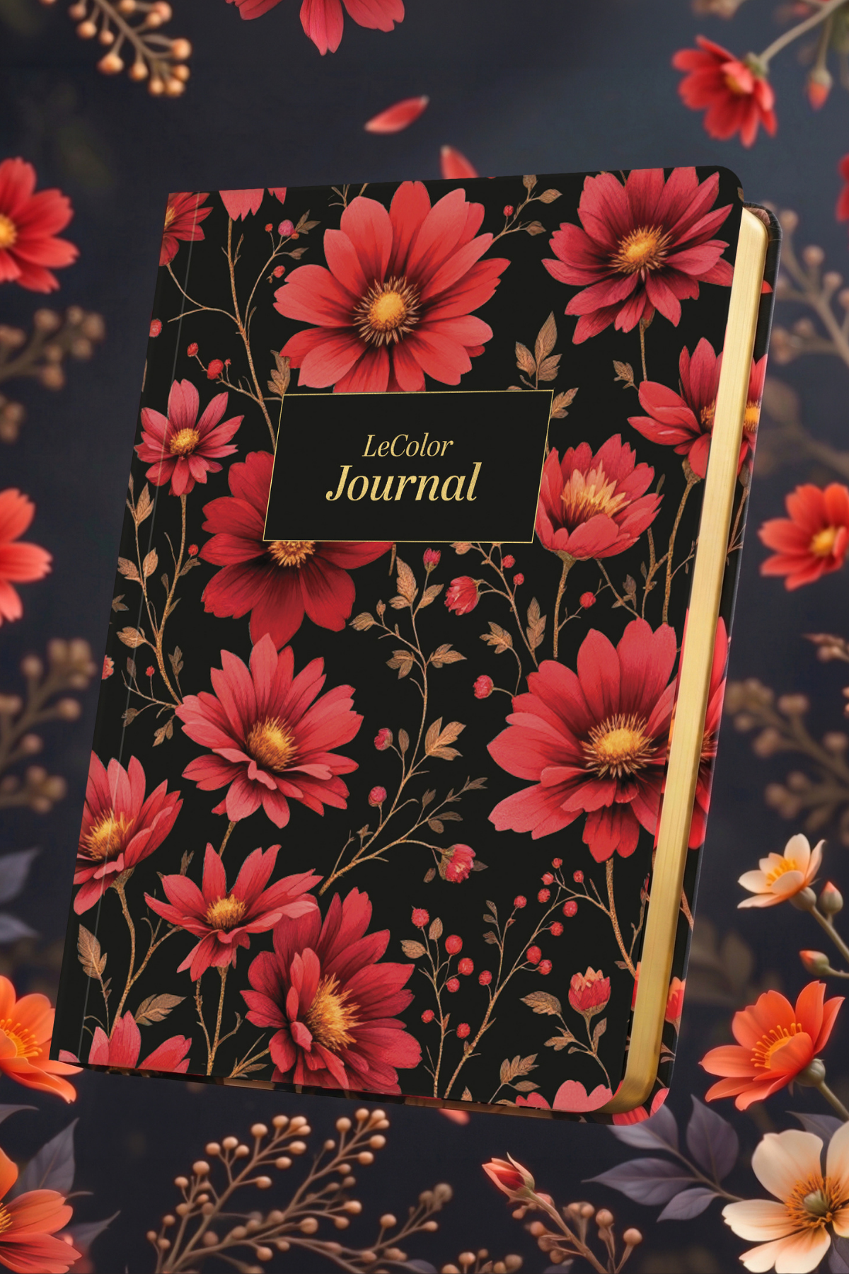 Midnight Ciltli Defter Çizgili Chrysanthemum 13x18