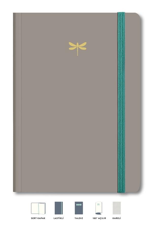 SERT KAPAKLI LASTİKLİ TASARIM DEFTERMinimal Defter Kareli Kum 17x24cm