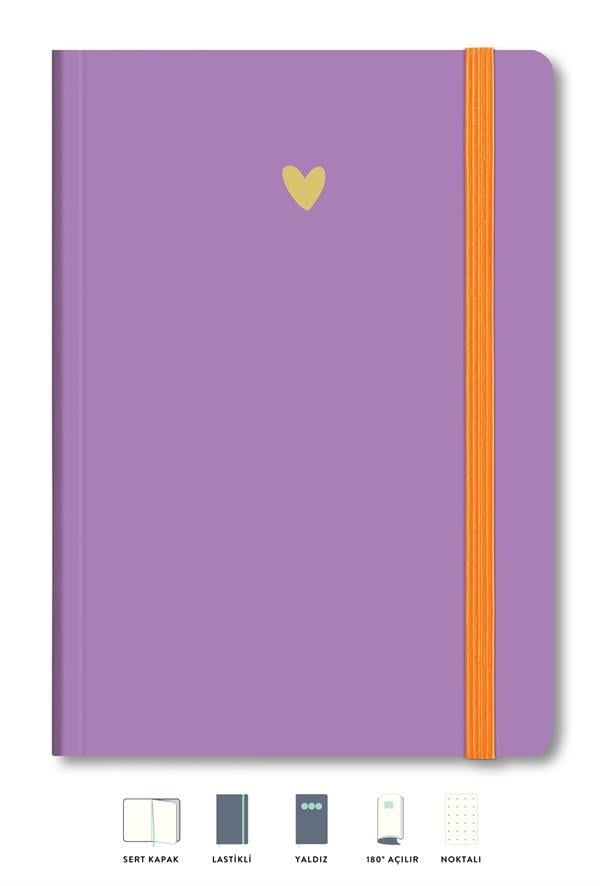 SERT KAPAKLI LASTİKLİ TASARIM DEFTERMinimal Defter Noktalı Mor 17x24cm