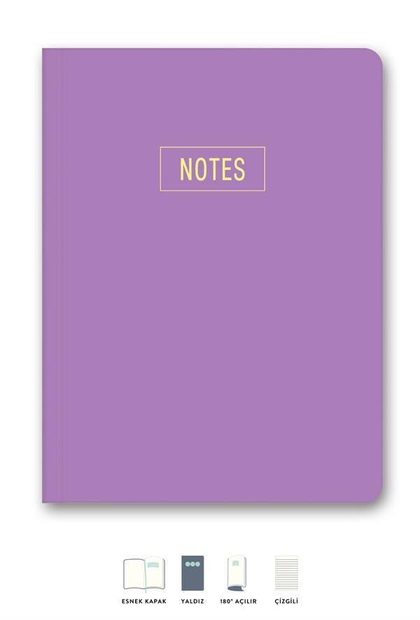 Notes Çizgili Mor Mini Defter 14x20 cm | LeColorNotes Mini Defter Çizgili Mor 14x20 cm