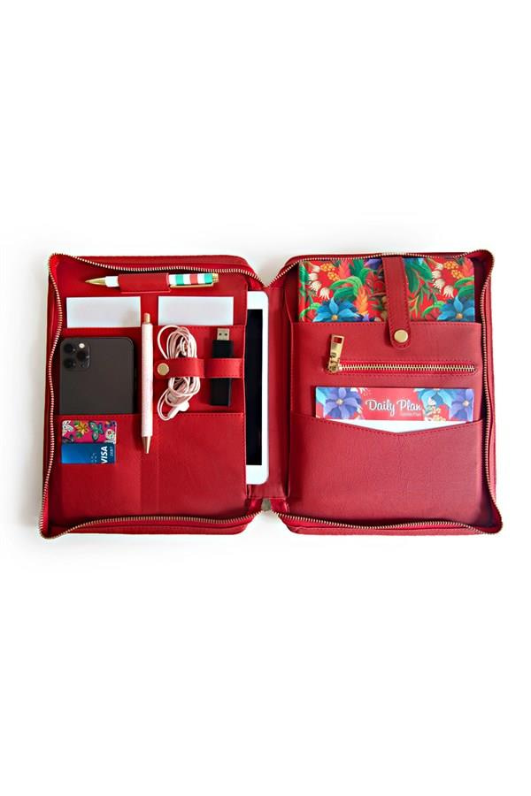Organizer 17x24 Defter ve 8.3 inç ipad Mini Çanta Kırmızı