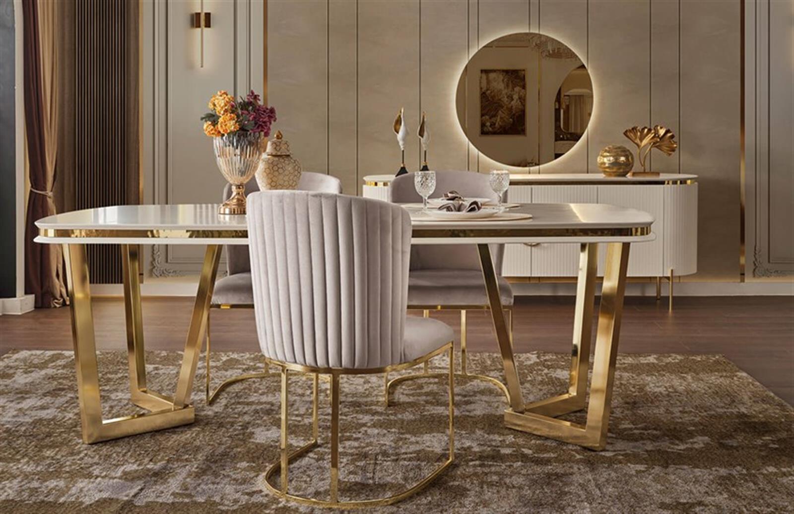 ENGC-DP- Perla Luxury Yemek Odası Takımı + Tv Ünitesi + Orta Sehpa
