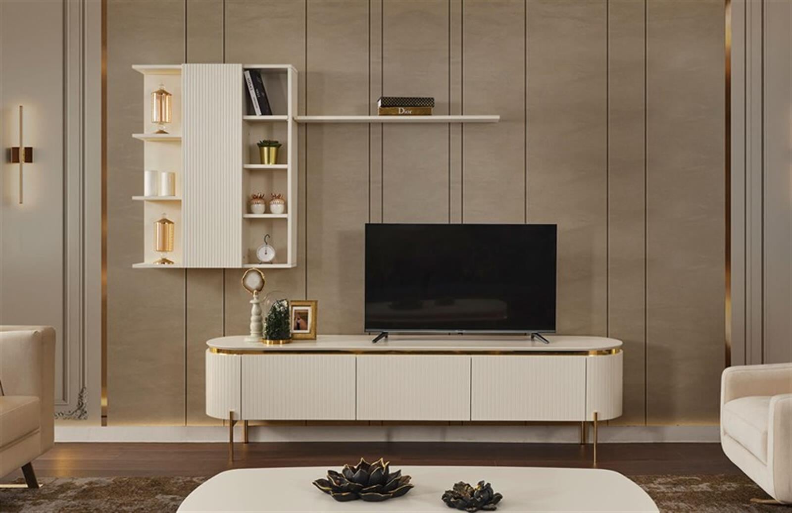 ENGC-DP- Perla Luxury Yemek Odası Takımı + Tv Ünitesi + Orta Sehpa