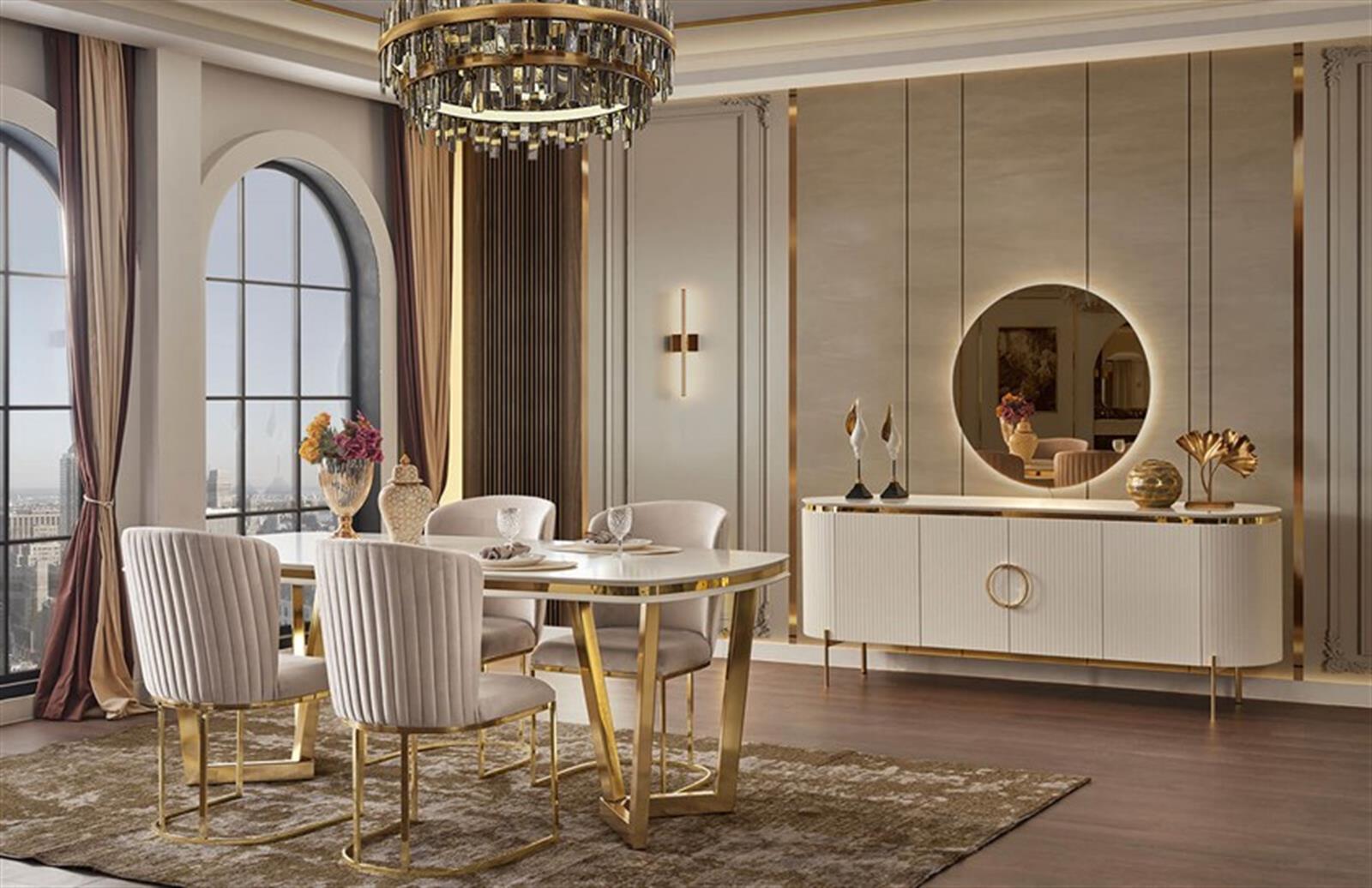 ENGC-DP- Perla Luxury Yemek Odası Takımı + Tv Ünitesi + Orta Sehpa