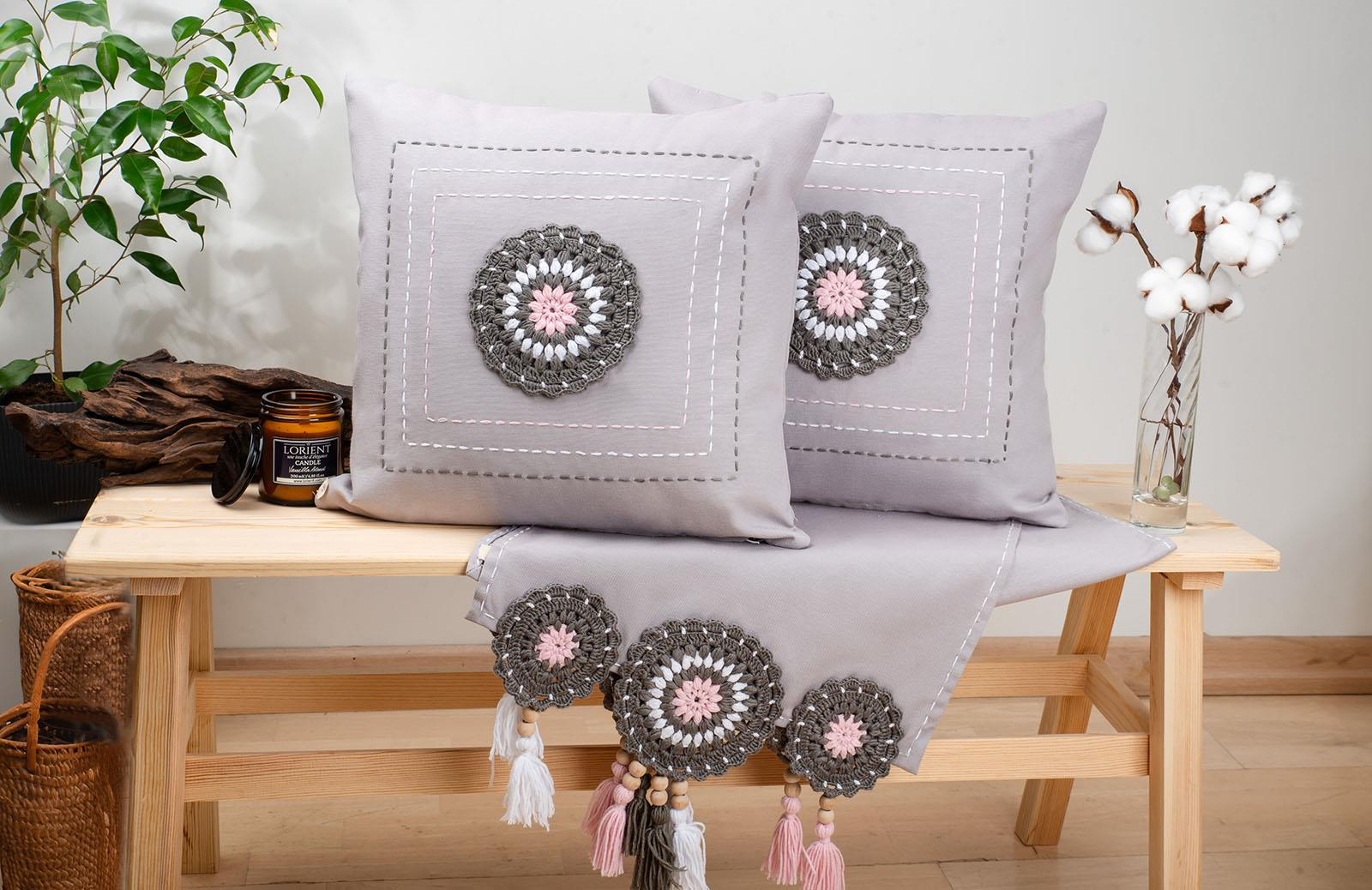 Engince Kırlent Kılıfı Runner Seti ENGC-DF-40