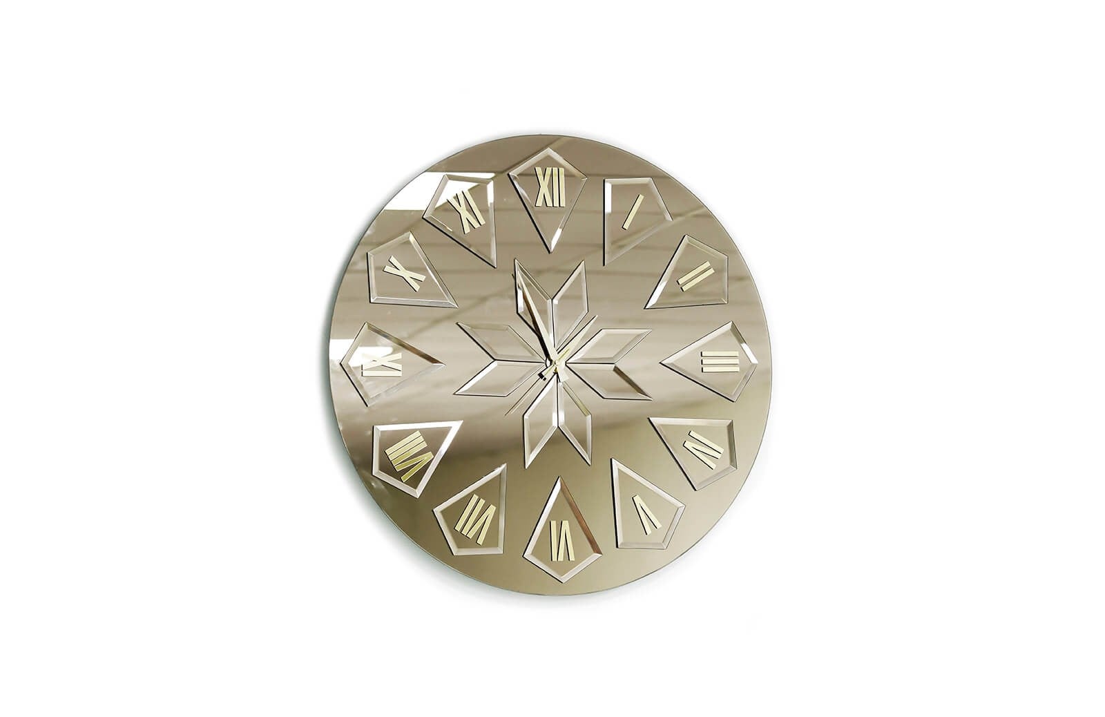 HR-8255 Aynalı Duvar Saati Seti Bronz