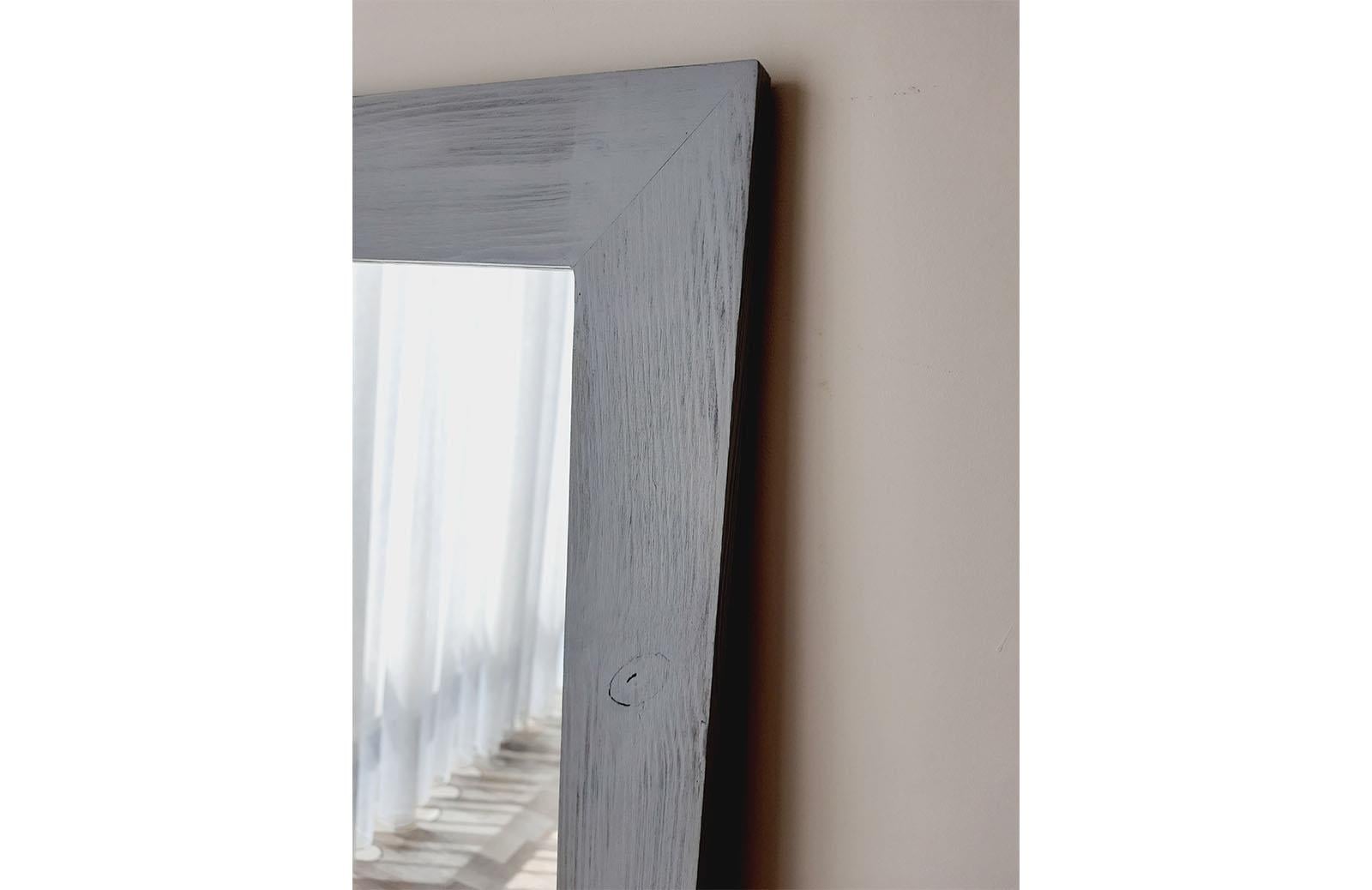 Masif Ahşap Dikdörtgen Gri Dekoratif Ayna 120x50 cm ENGC-DF-98