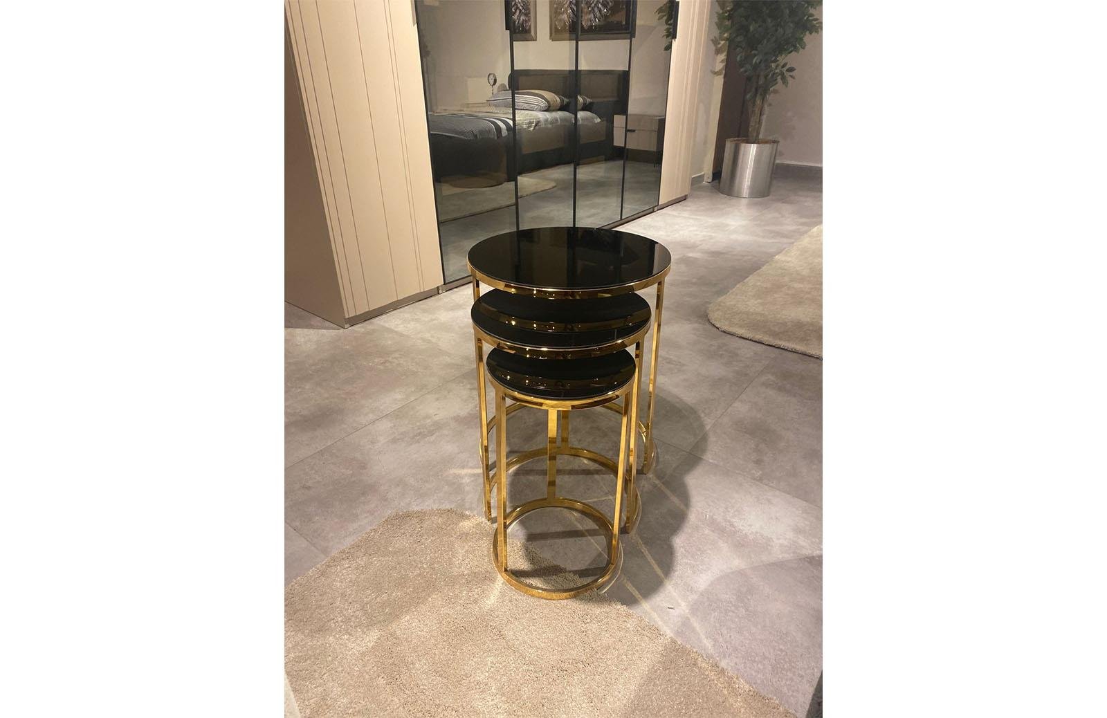 OUTLET-AVC - Üçlü Zigon Sehpa Gold