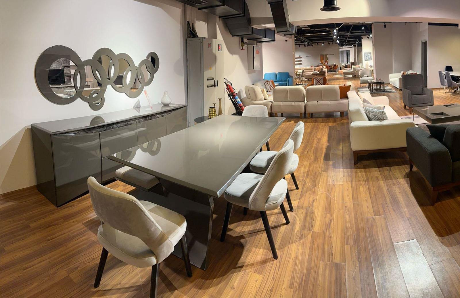 OUTLET - BYD- Silverline Yemek Odası Takımı + Tv Ünitesi+Orta Sehpa