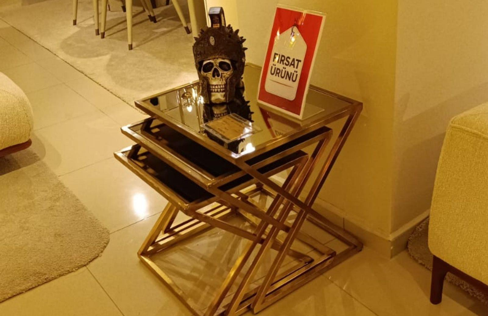 OUTLET - KÇK - Z-304 Zigon Sehpa Gold