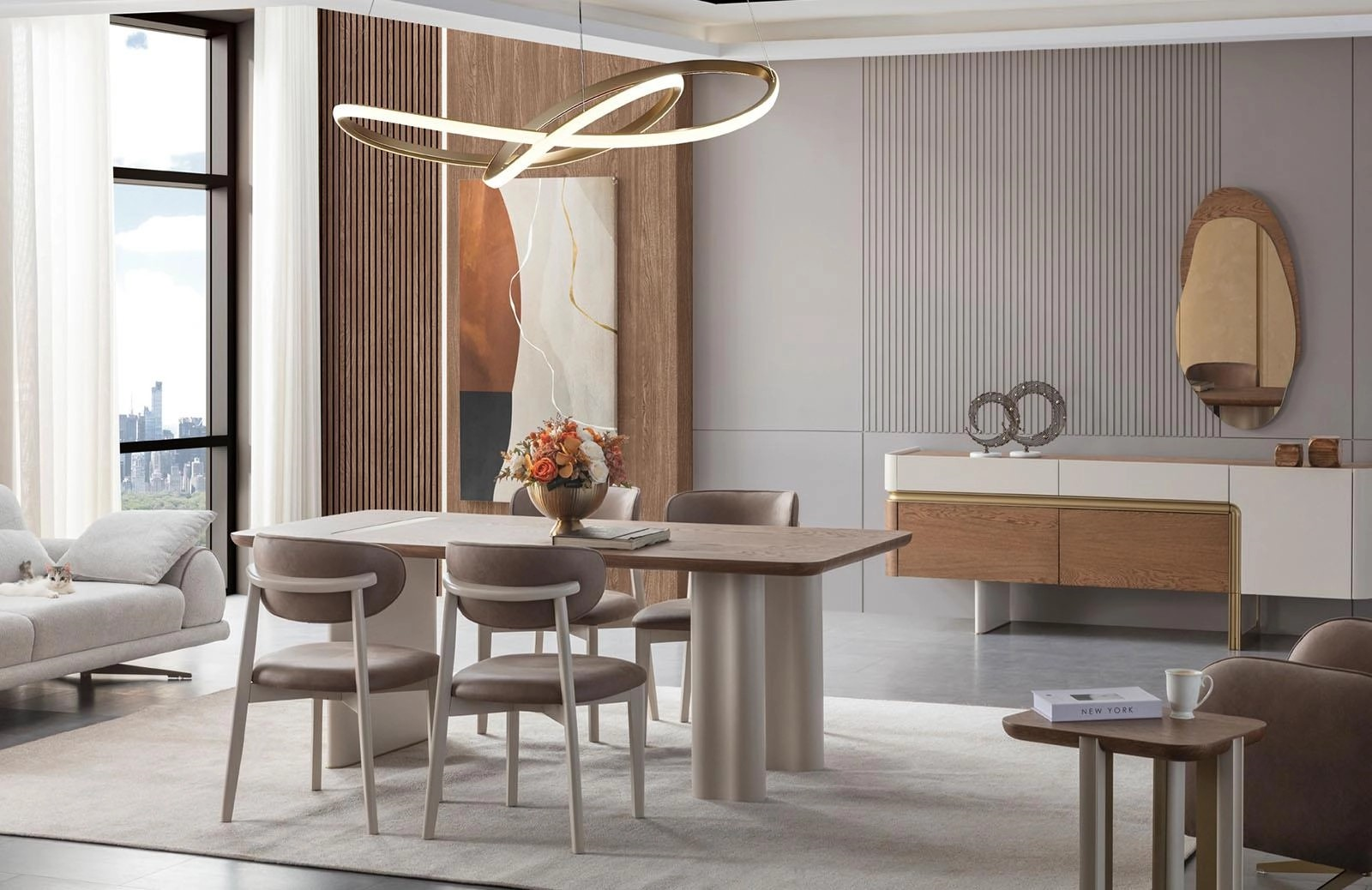 OUTLET-MLT-Luella Yemek Odası Takımı+Tv Ünitesi+Orta Sehpa+Yan Sehpa