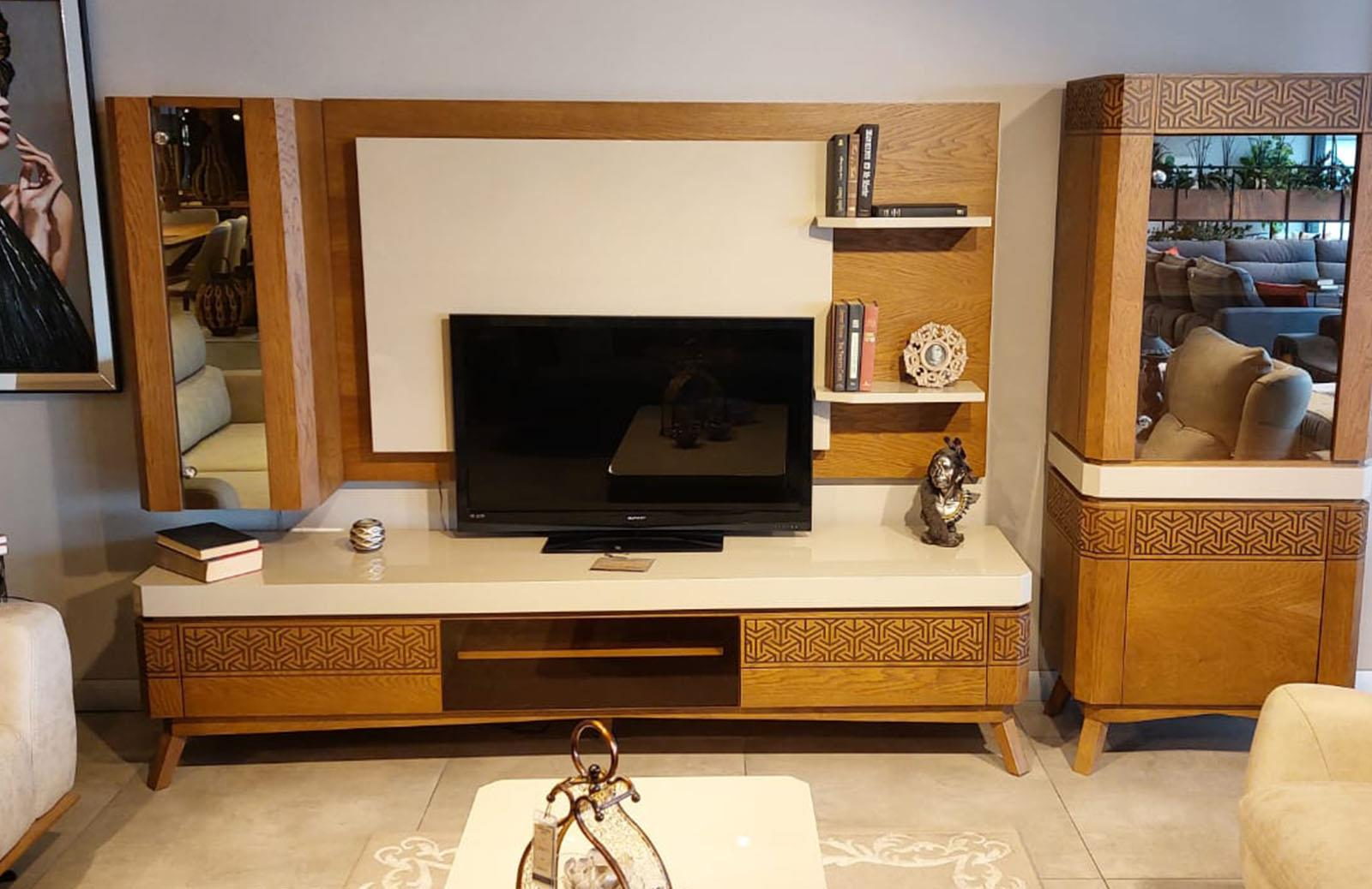 OUTLET- PNDK - Newday Yemek Odası Takımı + Tv Ünitesi + Orta Sehpa + Yan Sehpa + Vitrin