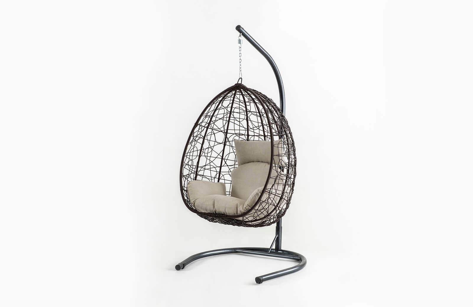 Rattan Bahçe - Balkon Salıncağı Kahve - Krem Minder CV-18