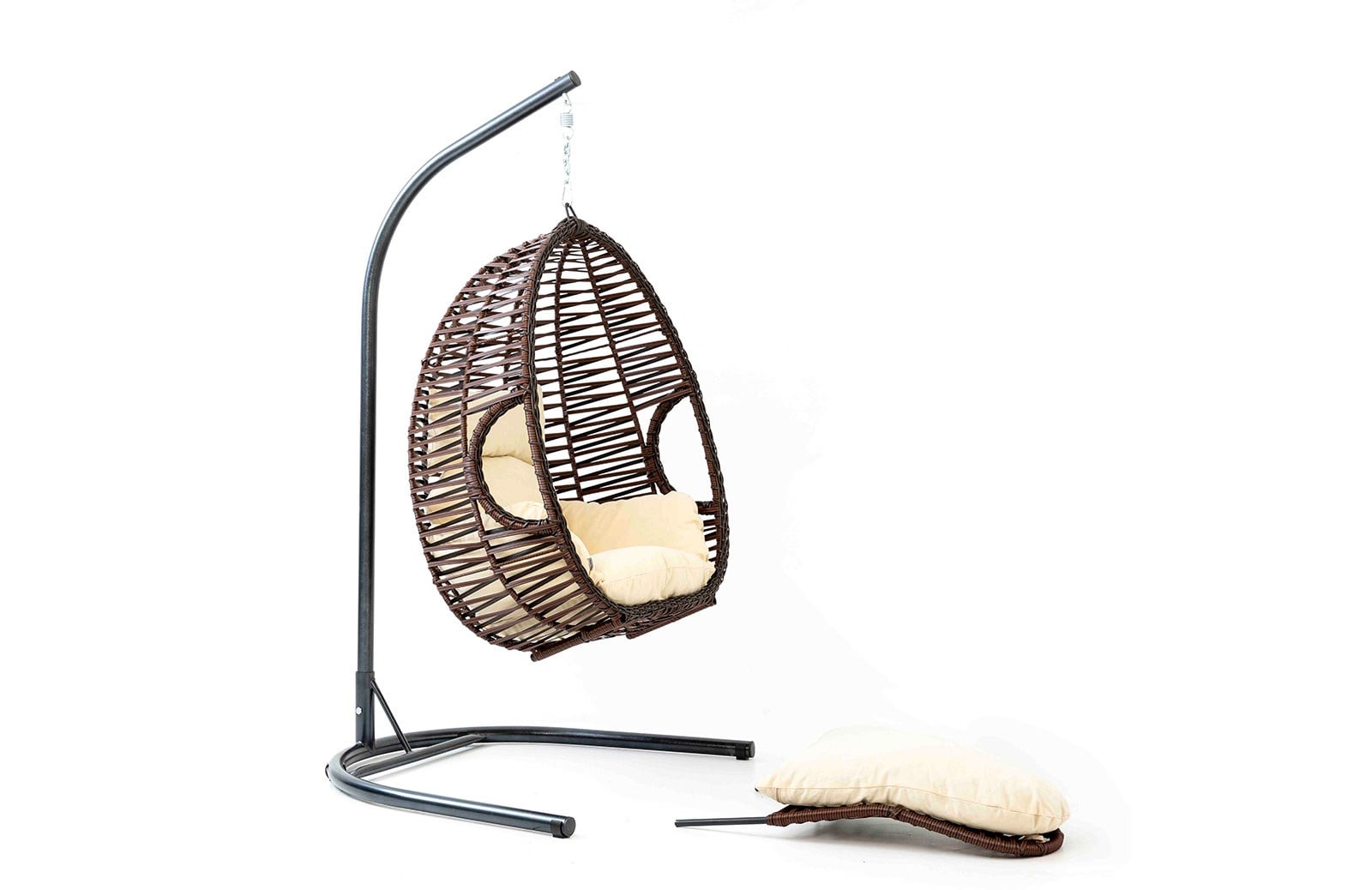 Rattan Bahçe - Balkon Salıncağı Kahve - Krem Minder CV-22 Salıncak