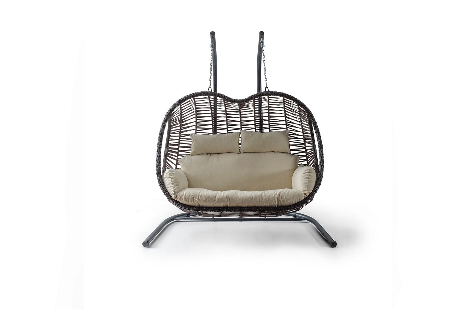 Rattan Bahçe - İki Kişilik Balkon Salıncağı Kahve - Krem Minder CV-25 Salıncak