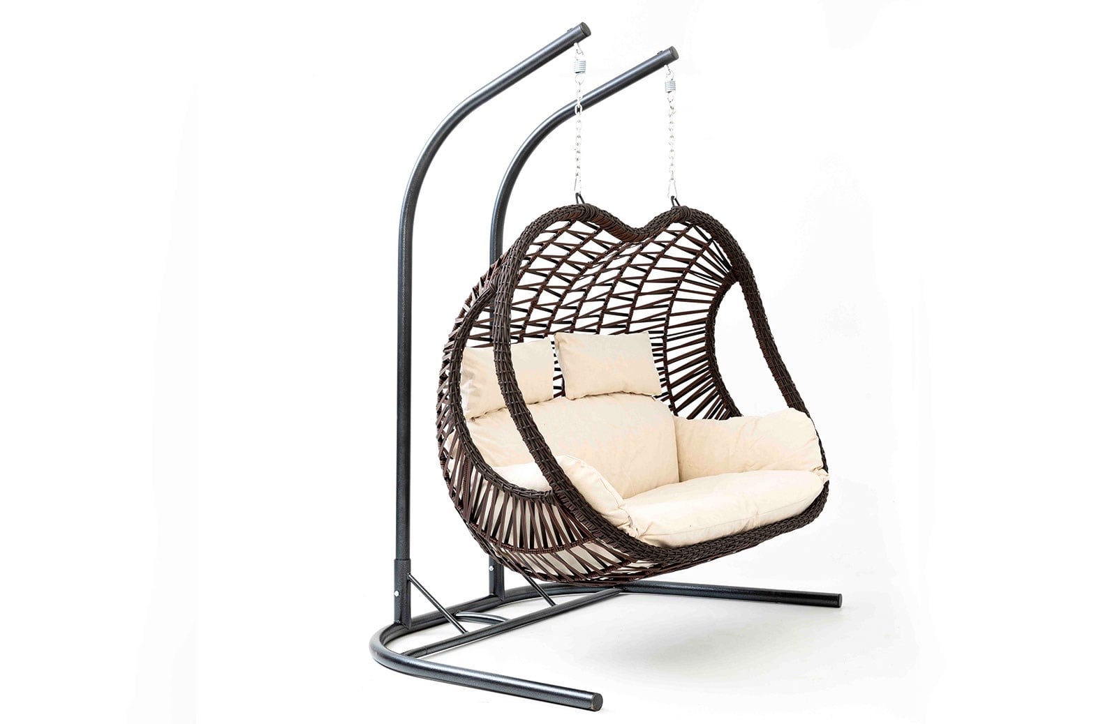 Rattan Bahçe - İki Kişilik Balkon Salıncağı Kahve - Krem Minder CV-25 Salıncak
