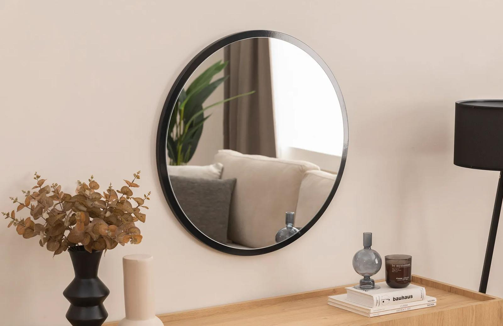 Siyah Mdf Yuvarlak Ayna 70x70 cm ENGC-DF-169