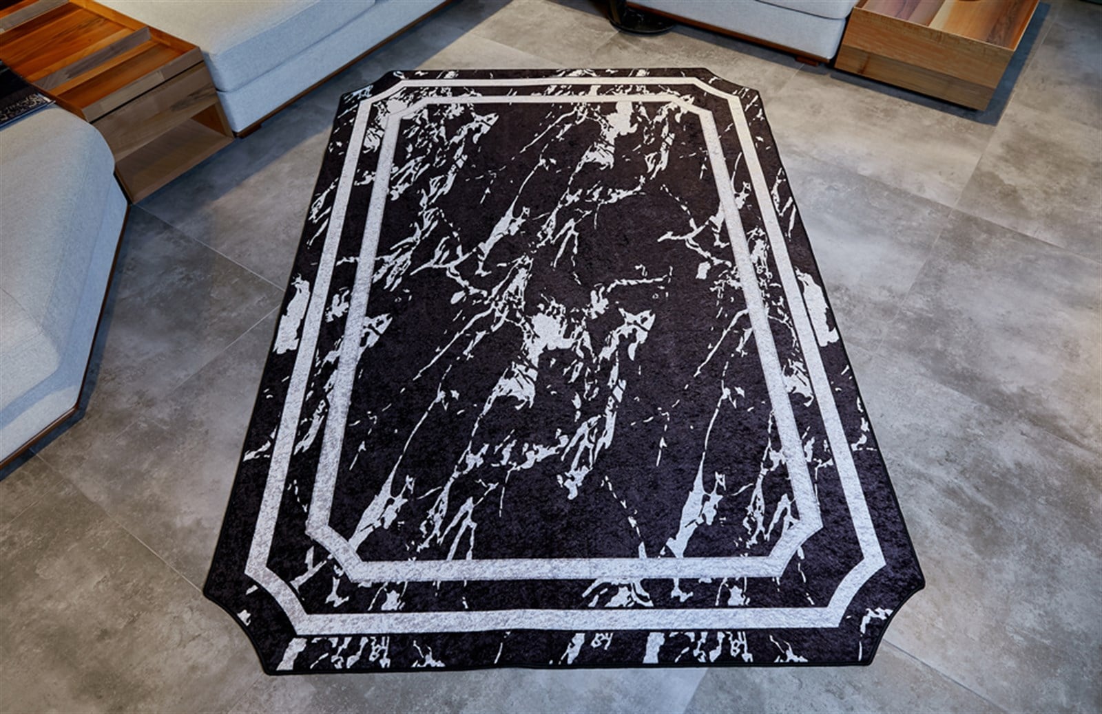 Siyah Mermer Desen Halı 190x300